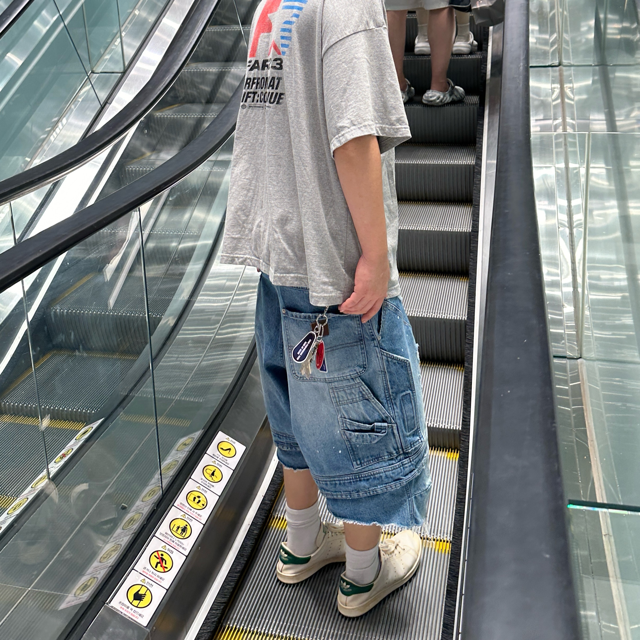 Farfromwhat Far Layered Work Shorts Pants Blue 착용 스타일 - 1