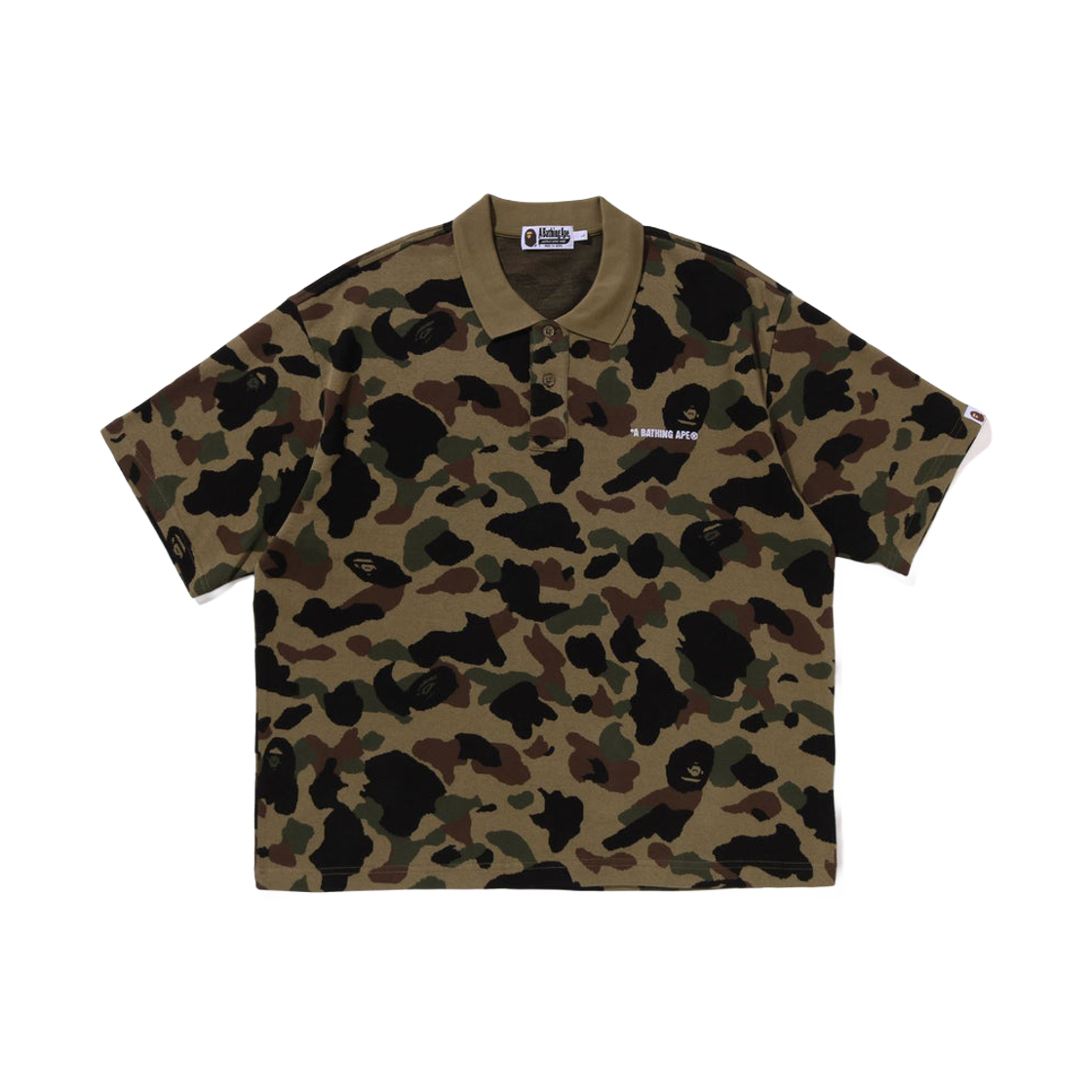 베이프 퍼스트 카모 자카드 로고 릴렉스드 핏 폴로 셔츠 그린(BAPE 1st Camo Jacquard Logo Relaxed Fit Polo Shirt Green) - 1