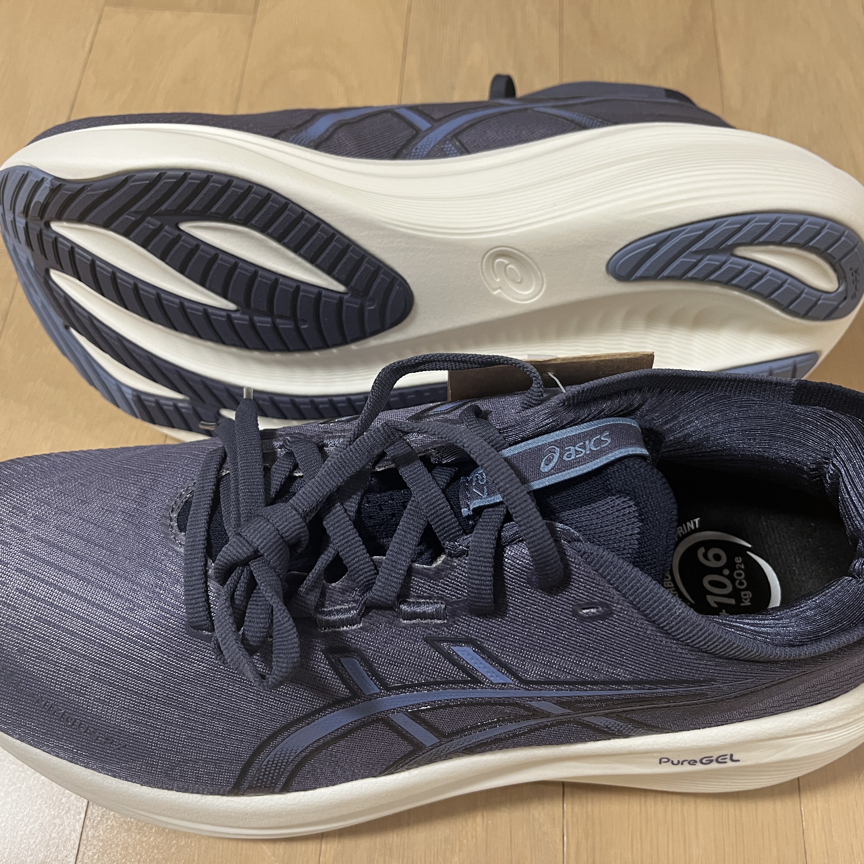 Asics Gel-Nimbus 27 Indigo Fog Denim Blue - 2E Wide 착용 스타일 - 4