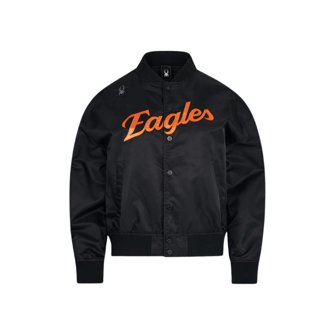(W) 한화 이글스 스파이더 25 나일론 크롭 바시티 자켓 블랙((W) Hanwha Eagles Spyder 25 Nylon Cropped Varsity Jacket Black)