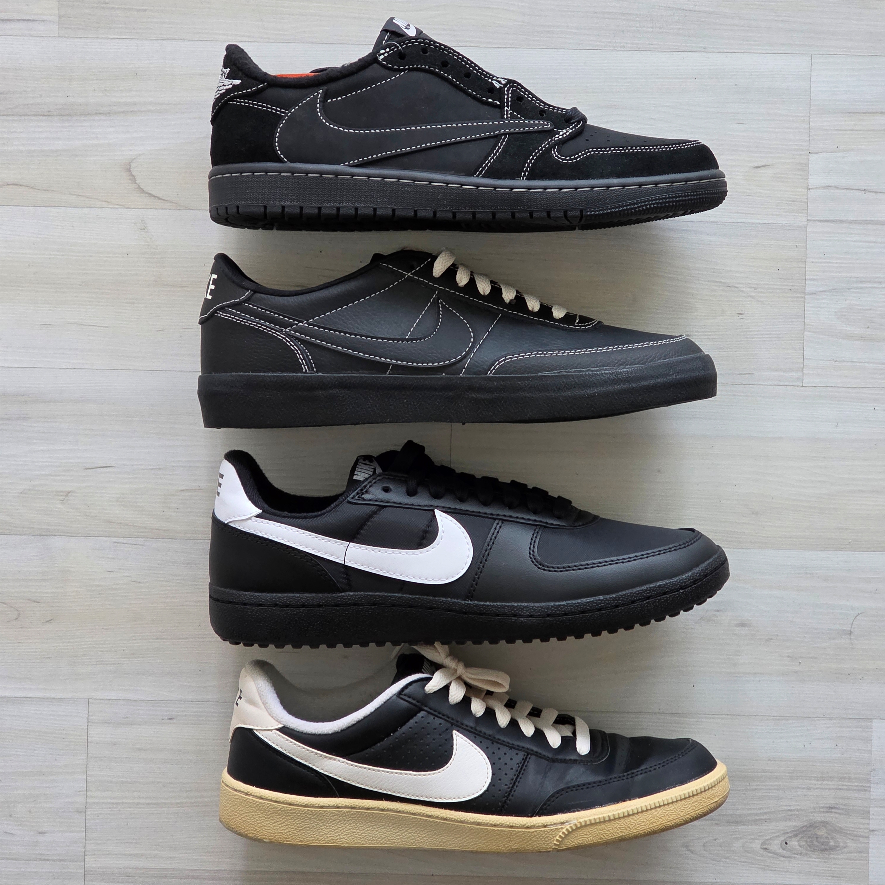 Jordan 1 x Travis Scott Retro Low OG SP Black Phantom, Nike Killshot 2 Black Phantom 착용 스타일 - 2