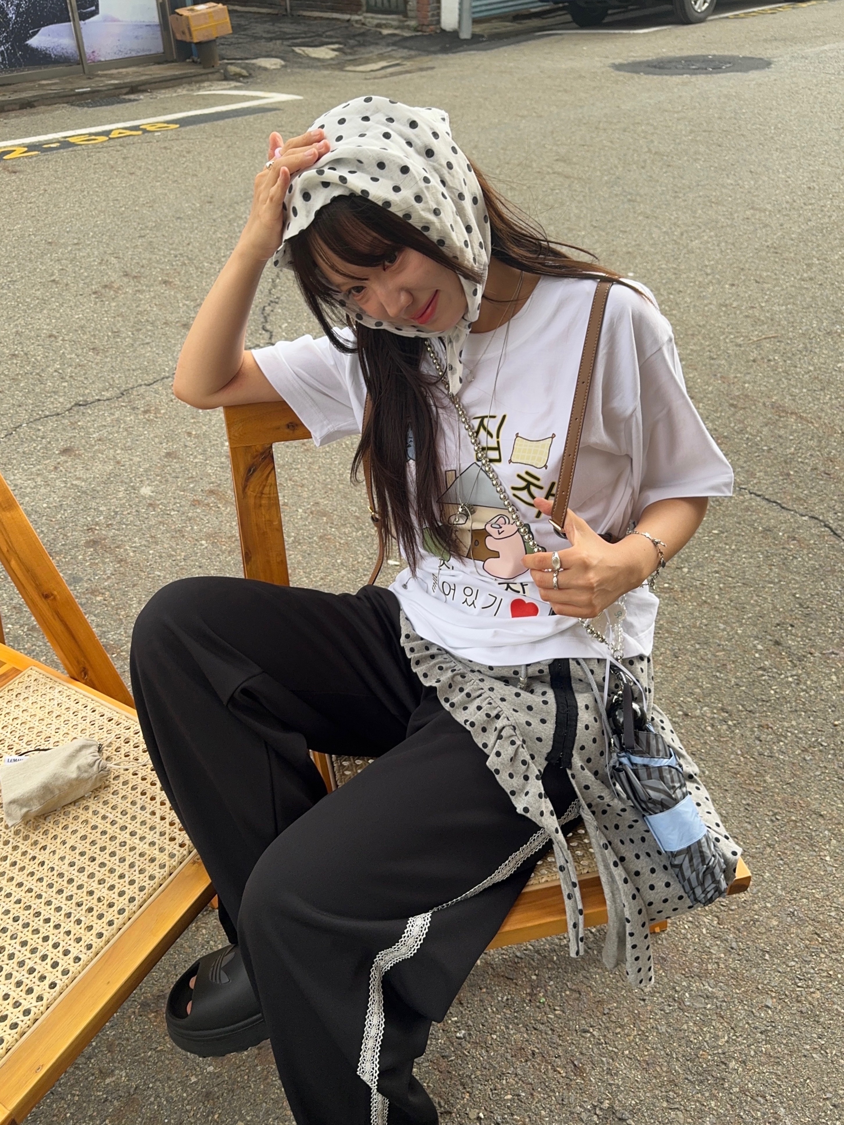 Vacant Archive Romy Dots Layered Skirt Melange 착용 스타일 - 3