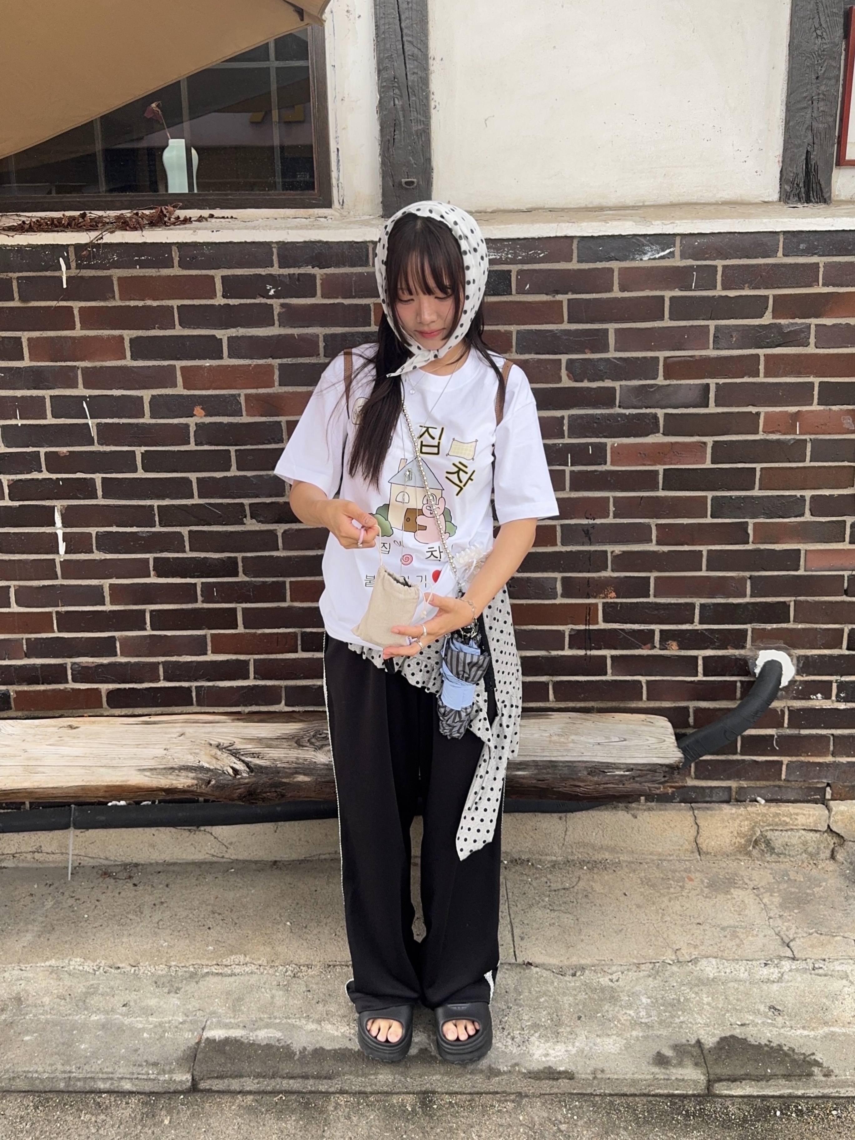 Vacant Archive Romy Dots Layered Skirt Melange 착용 스타일 - 4