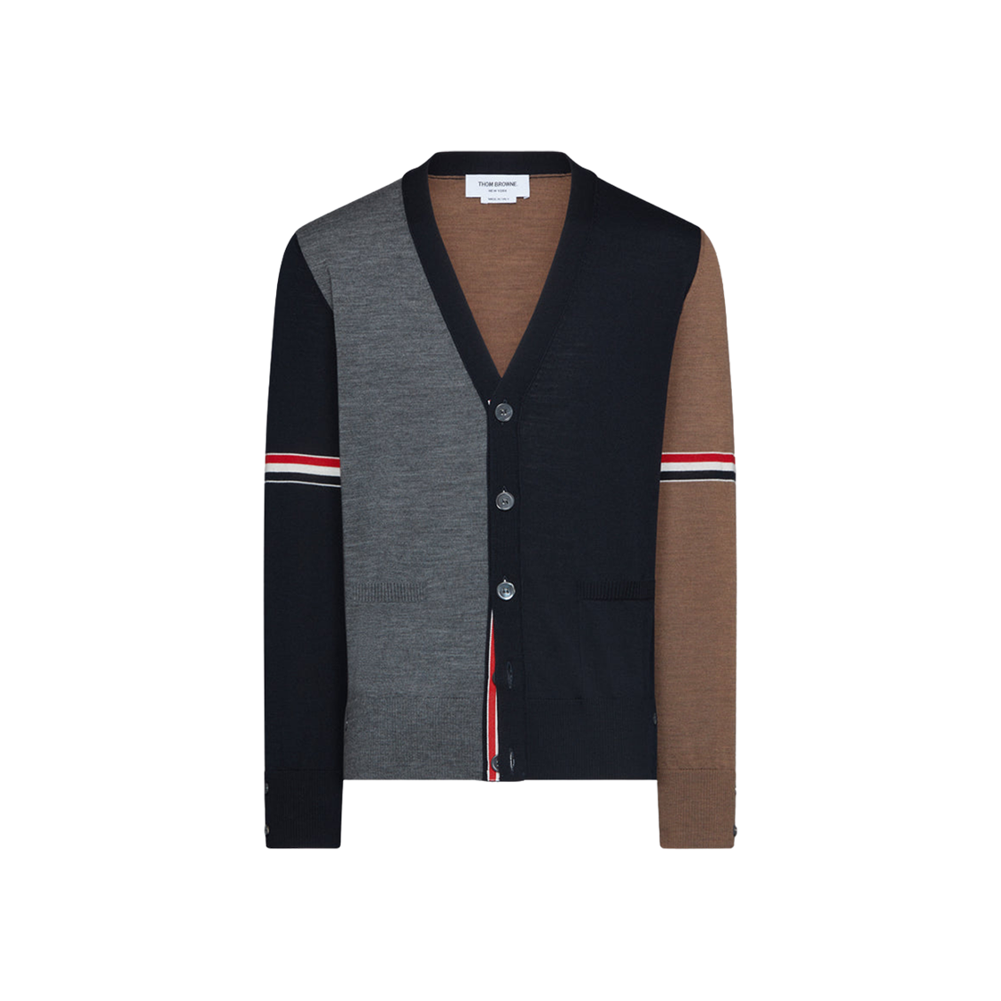 MKC410F-Y1014-978 Thom Browne Fine Merino Wool Funmix V-Neck Cardigan Multicolor