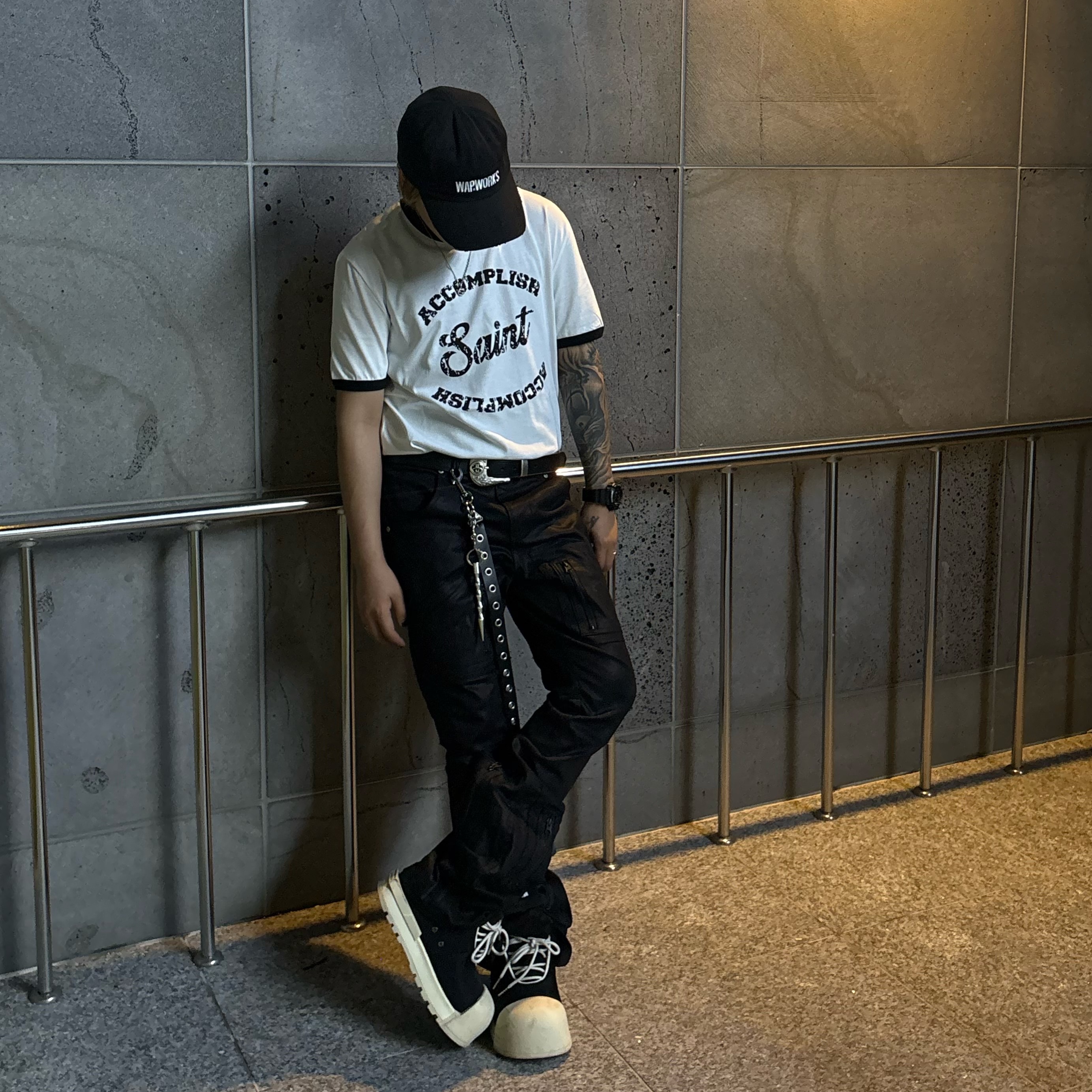 Stussy SS Link Cowboy Belt Black 착용 스타일 - 2