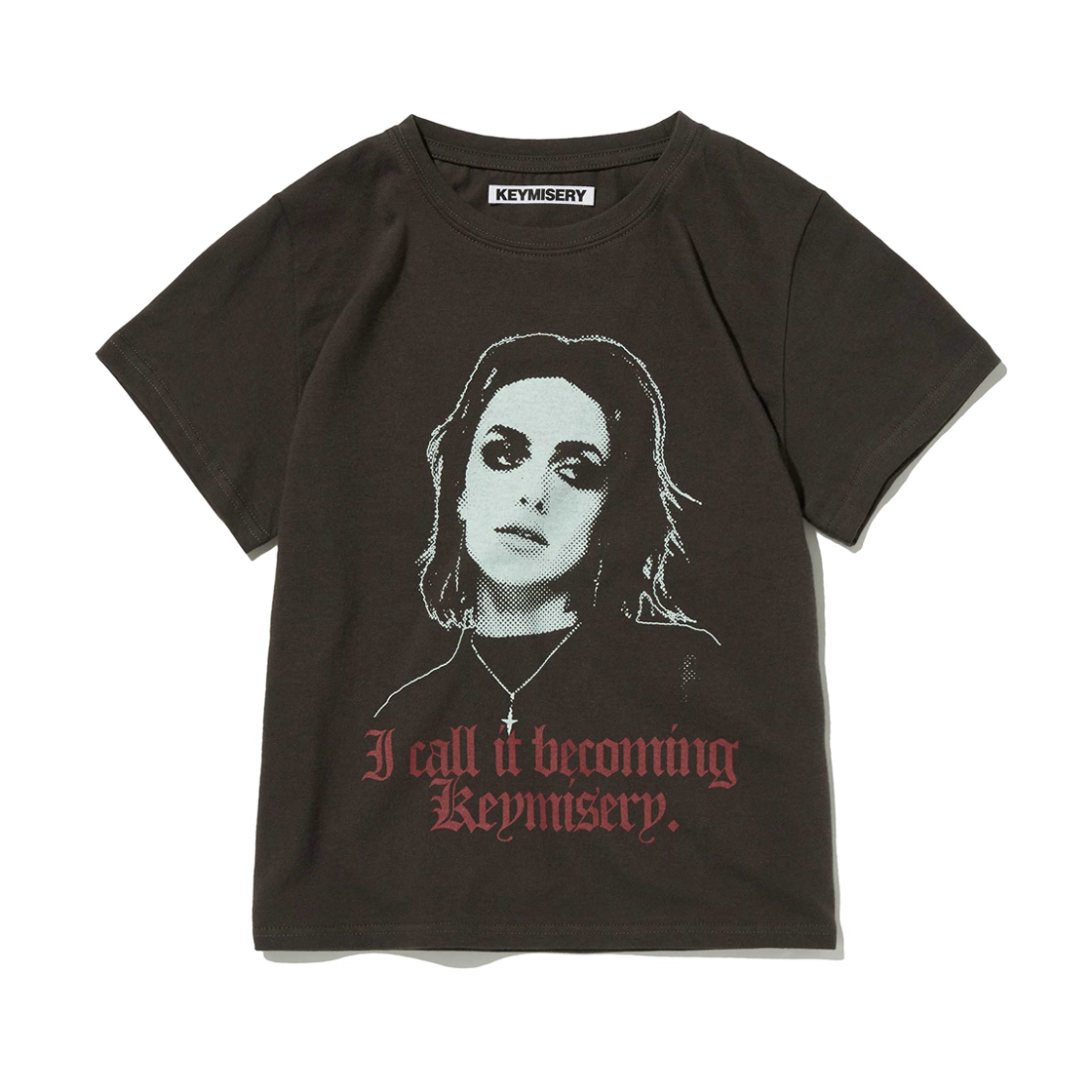 KWAU3TS03K-CHC Keymisery Women Rockstar Crop T-shirt - Charcoal