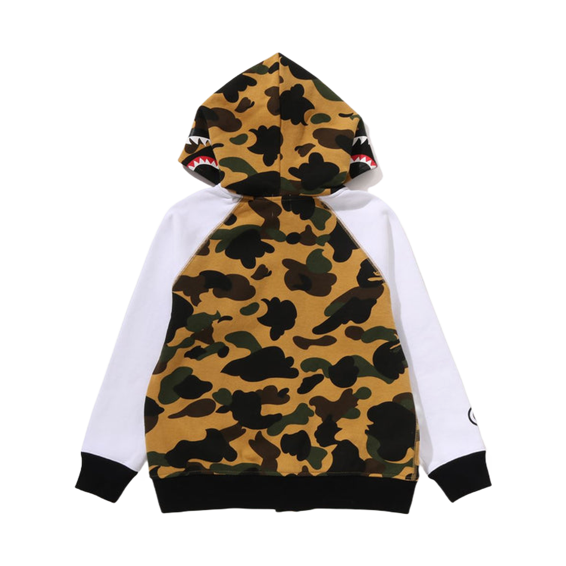 (키즈) 베이프 퍼스트 카모 샤크 후드 스웨트 바시티 자켓 옐로우((Kids) BAPE 1st Camo Shark Hoodie Sweat Varsity Jacket Yellow) - 3