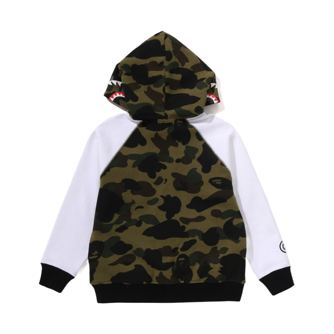 (키즈) 베이프 퍼스트 카모 샤크 후드 스웨트 바시티 자켓 그린((Kids) BAPE 1st Camo Shark Hoodie Sweat Varsity Jacket Green) - 3