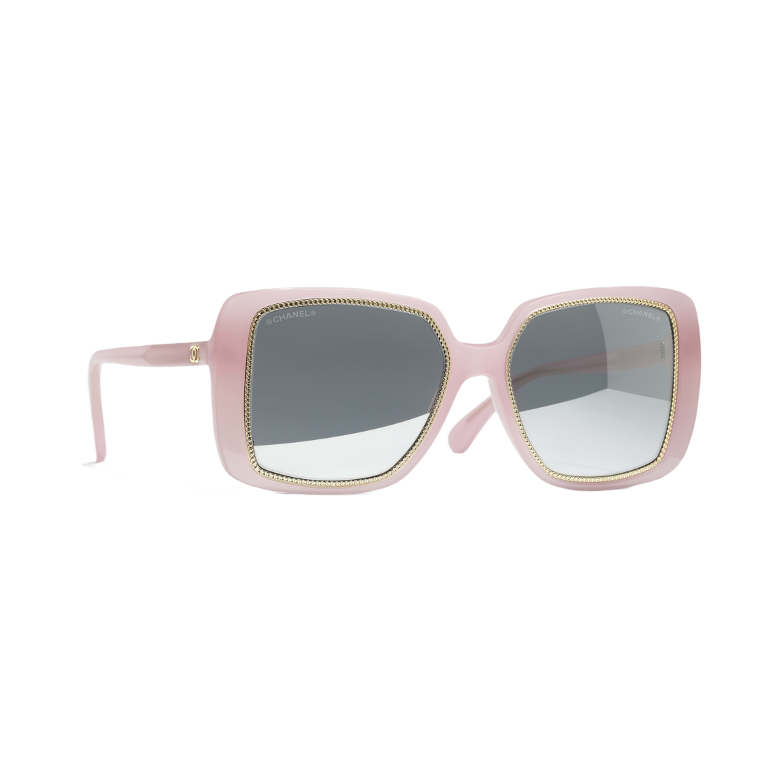샤넬 선글라스 아세테이트 & 페일 핑크 프레임 블랙 미러 렌즈 인터내셔널 핏(Chanel Sunglasses Acetate & Pale Pink Frame Black Mirror Lens International Fit) - 1