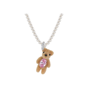 Yvmin Mini Flocked Bear Pearl Necklace Pink - 25FW