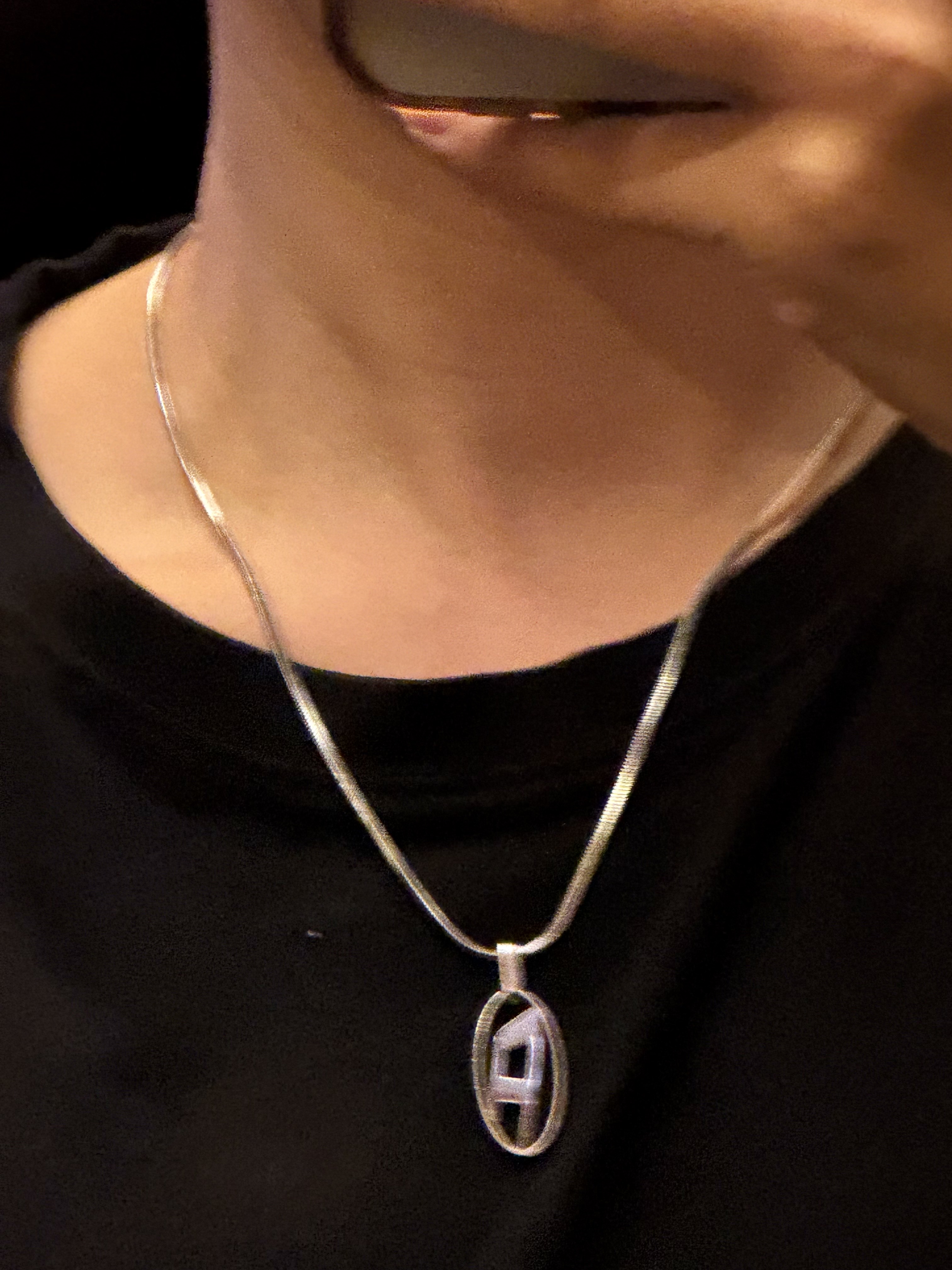 Diesel Dx1342 Stainless Steel Pendant Necklace Silver, Diesel Dx1534 Stainless Steel Chain Necklace Silver 착용 스타일 - 1