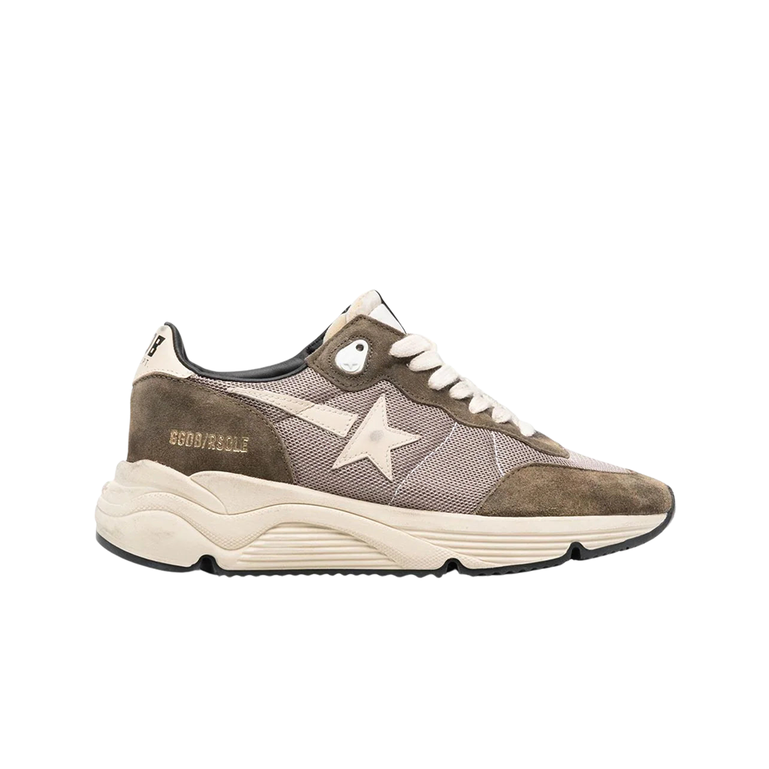 GWF00272-F003249-35812 (W) Golden Goose Running Sole Sneakers Olive Green Cream