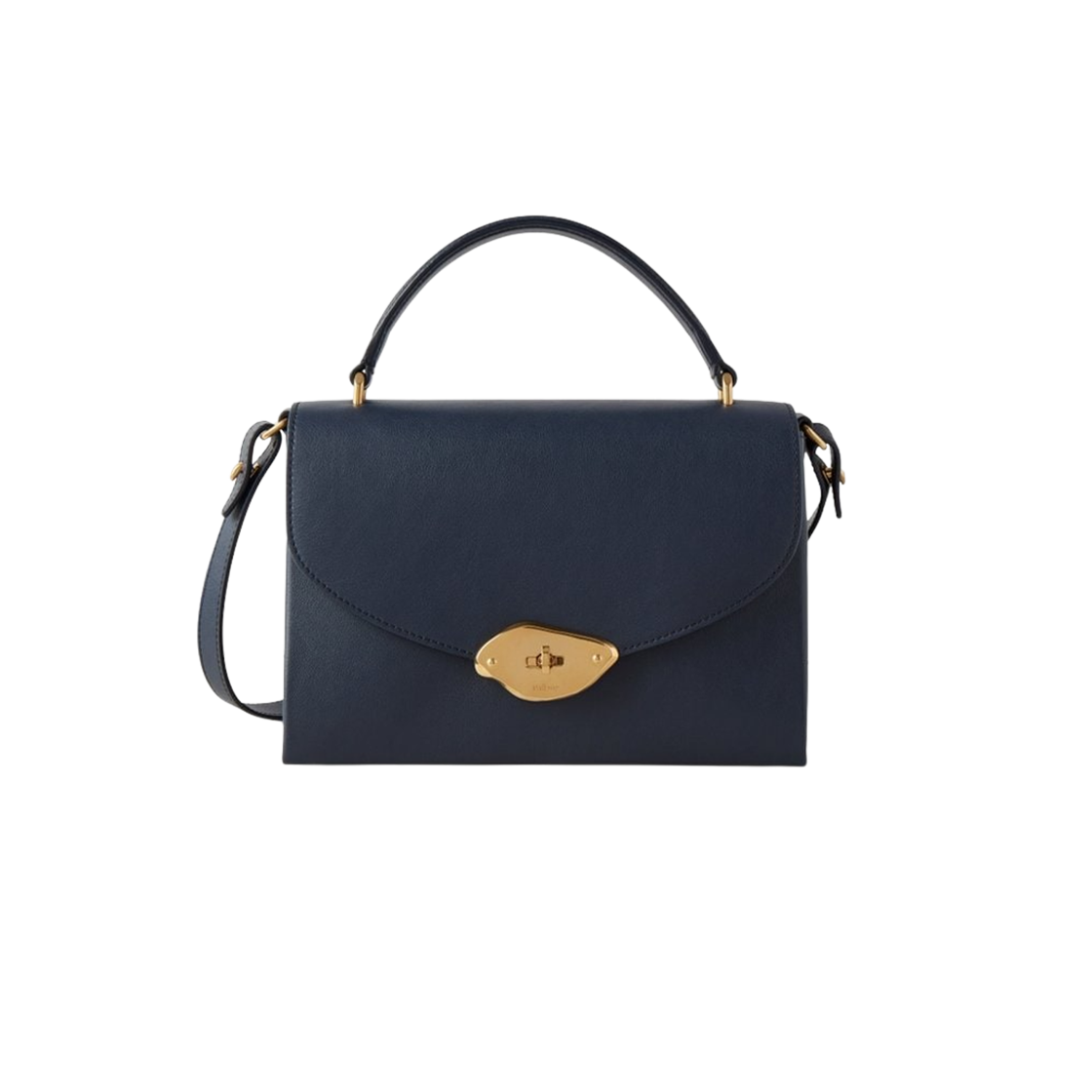 HH9267-615U888 Mulberry High Gloss Leather Lana Top Handle Bag Night Sky