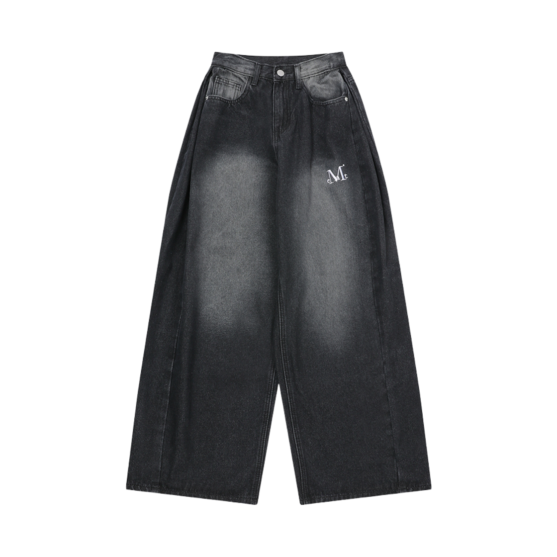 P00000YL MUCENT Penta Side Pintuck Denim Pants Unisex Btype Black