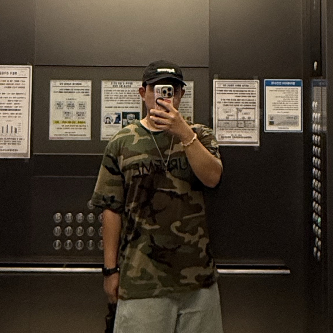 Supreme Capital S/S Top Woodland Camo - 25SS 착용 스타일