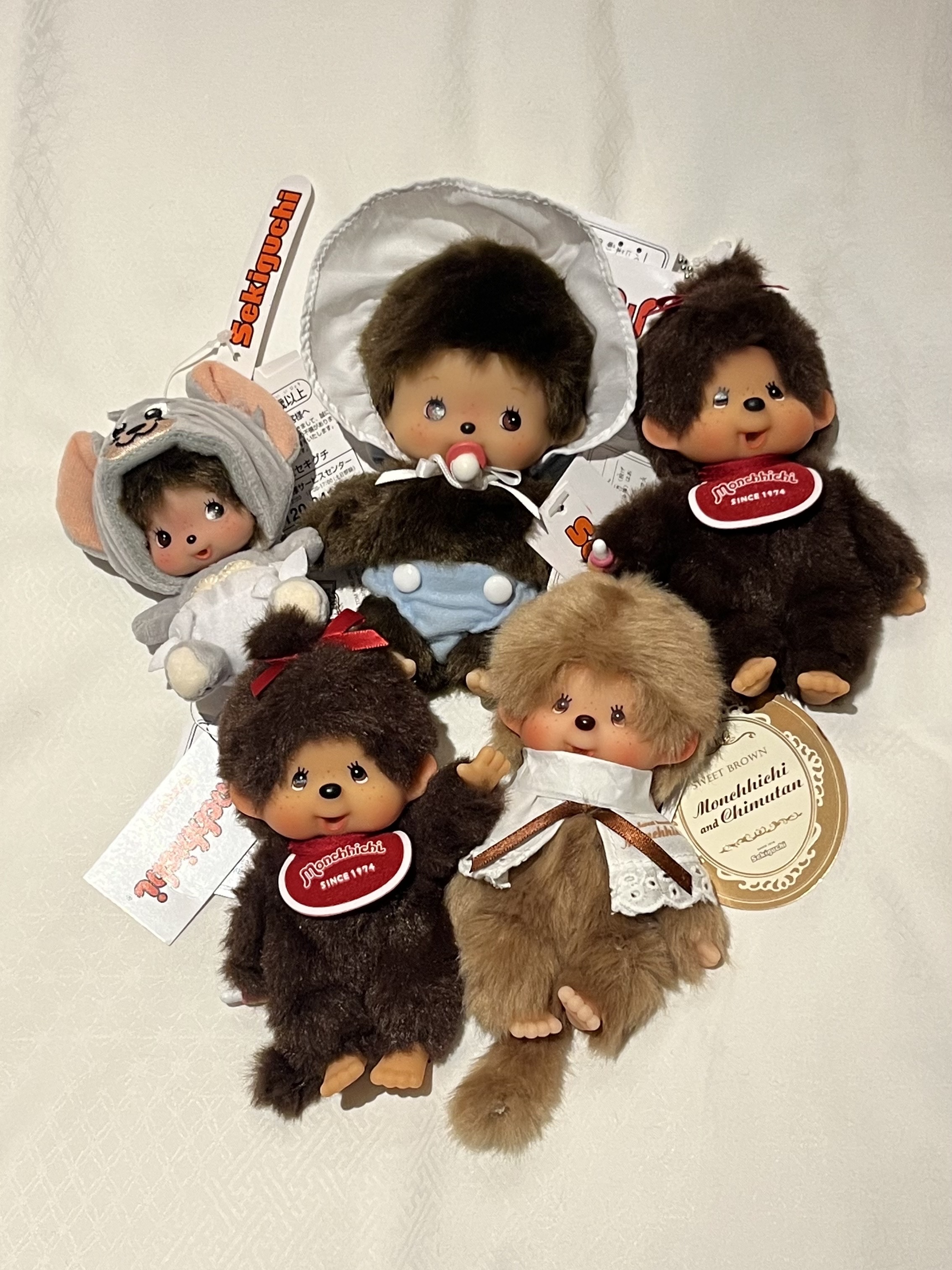 Monchhichi SS Girl Key Chain Brown, Monchhichi Sweet Key Chain Brown 착용 스타일