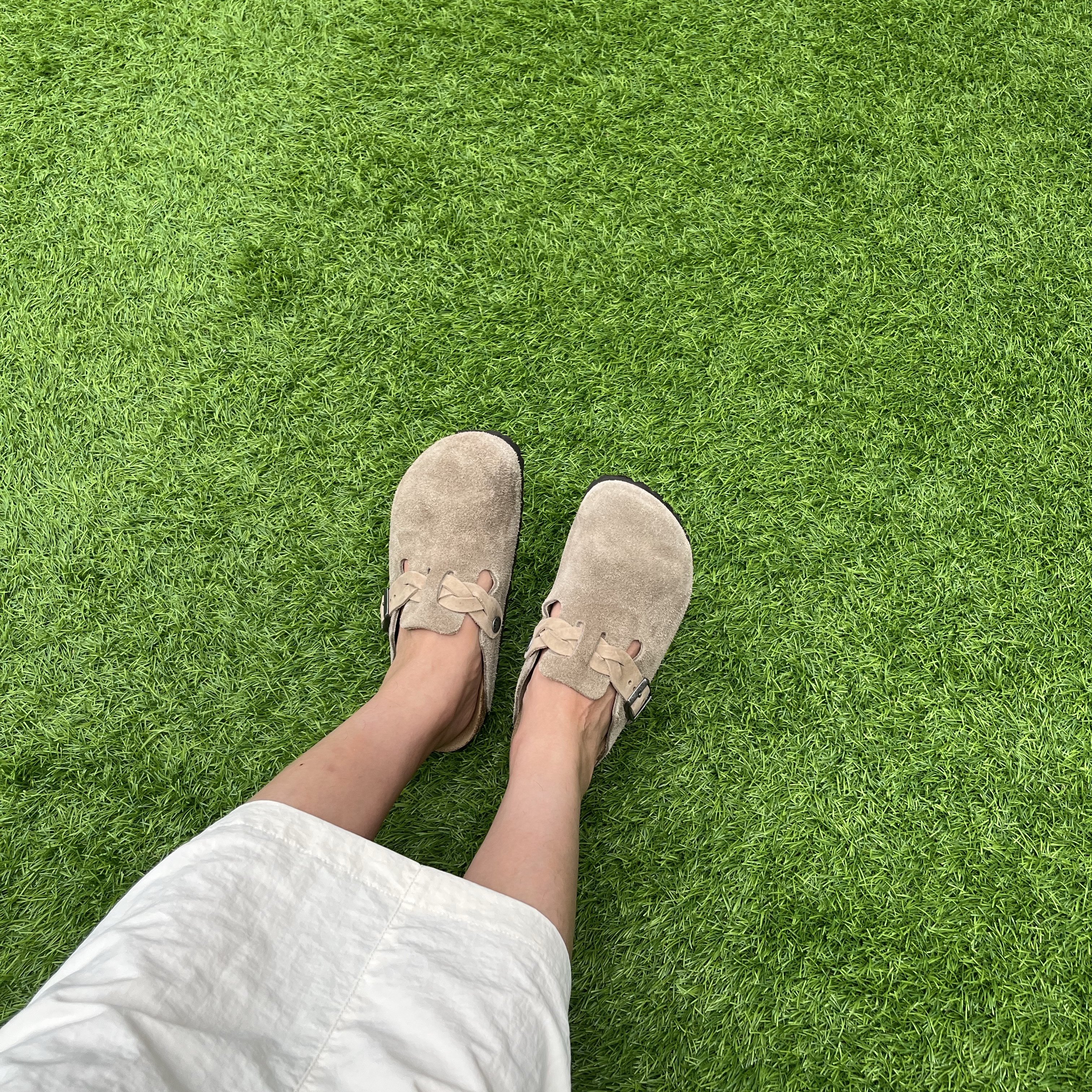 Birkenstock Boston Braided Taupe - Narrow 착용 스타일
