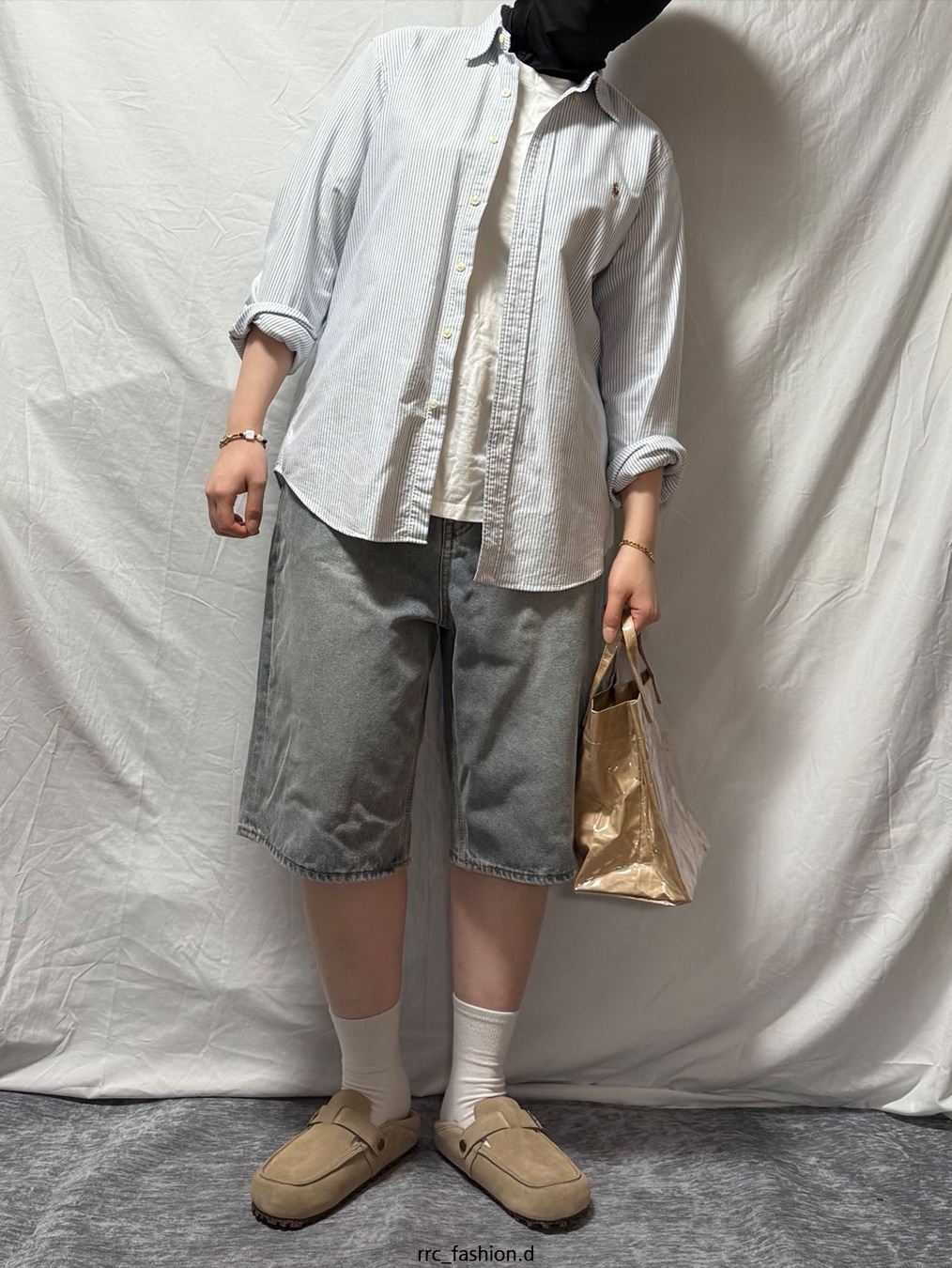 Beams Boy Logo Shopping Bag Beige 착용 스타일 - 2