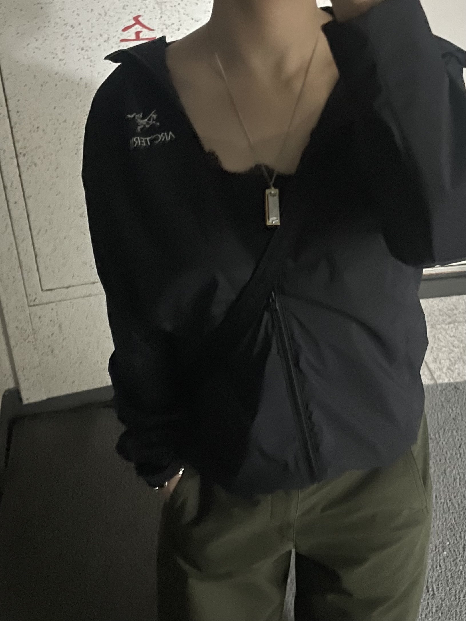 Arc'teryx Squamish Hoody Black, Lemaire Harmonica Necklace Rhodium Silver Multicolor 착용 스타일