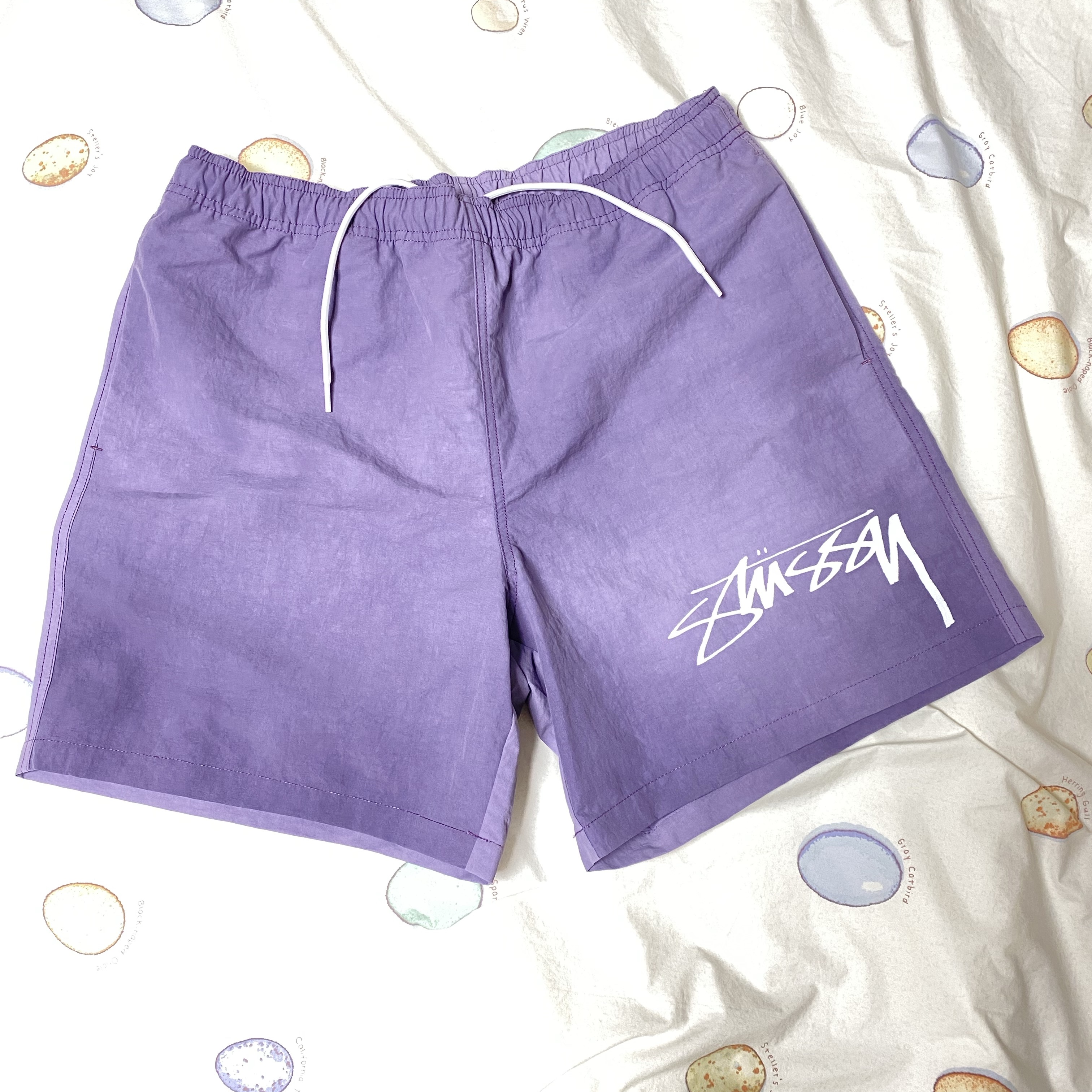 Stussy Wave Dye Nylon Shorts Grape 착용 스타일
