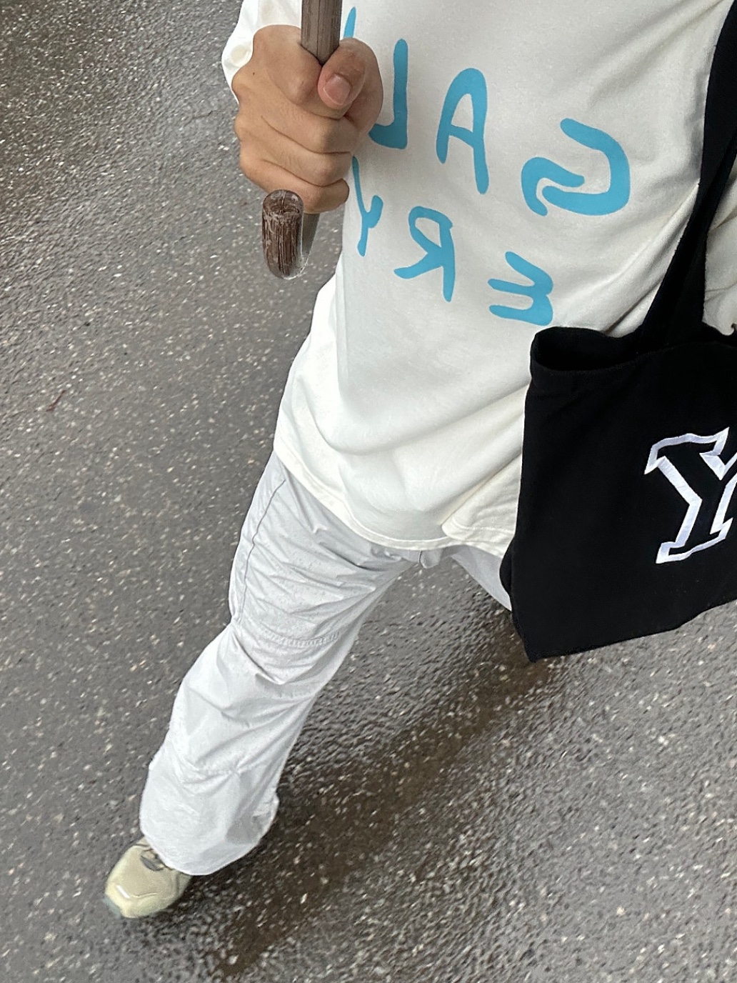 Farfromwhat Far Layered Work Pants White 착용 스타일