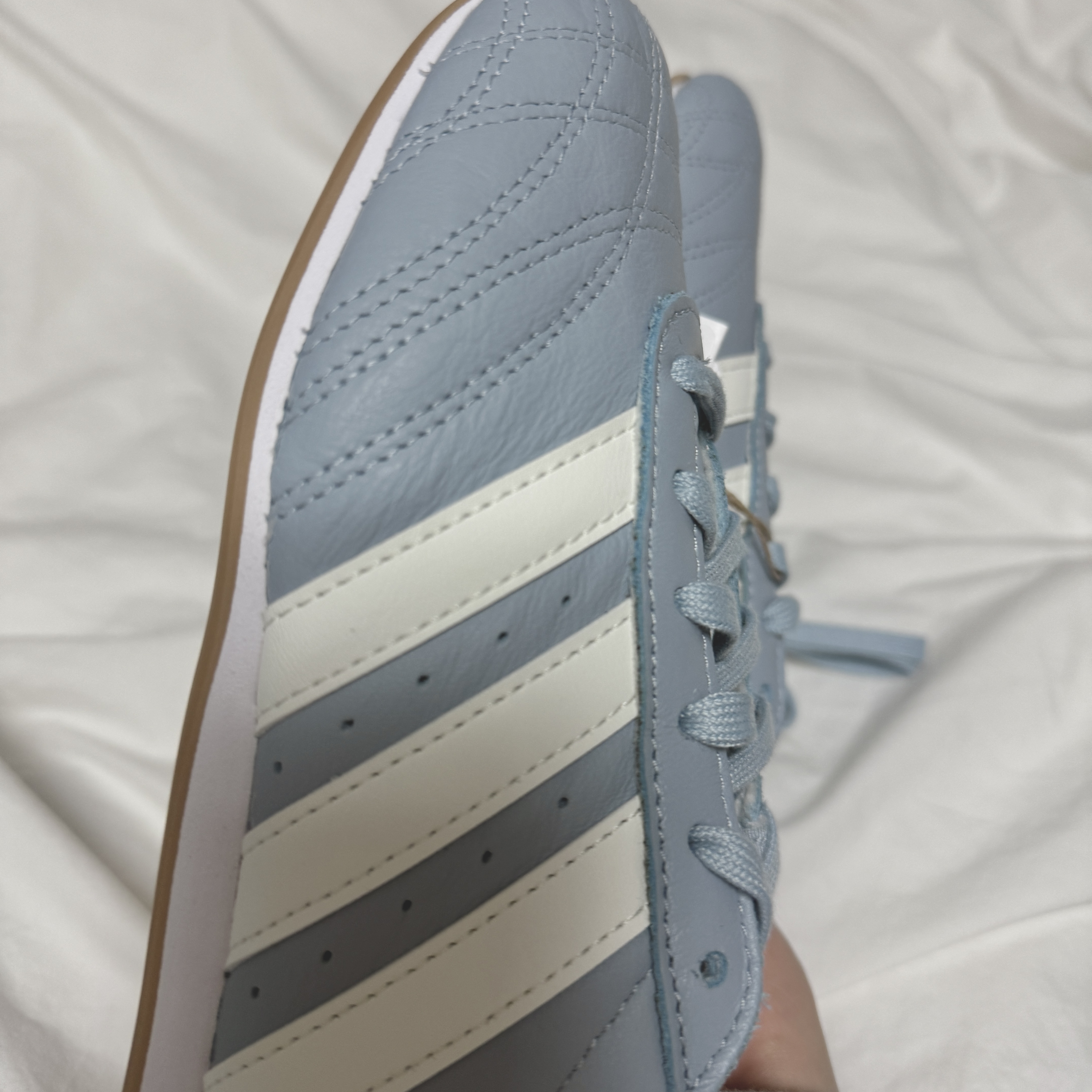 (W) Adidas Taekwondo Lace Wonder Blue Off White 착용 스타일