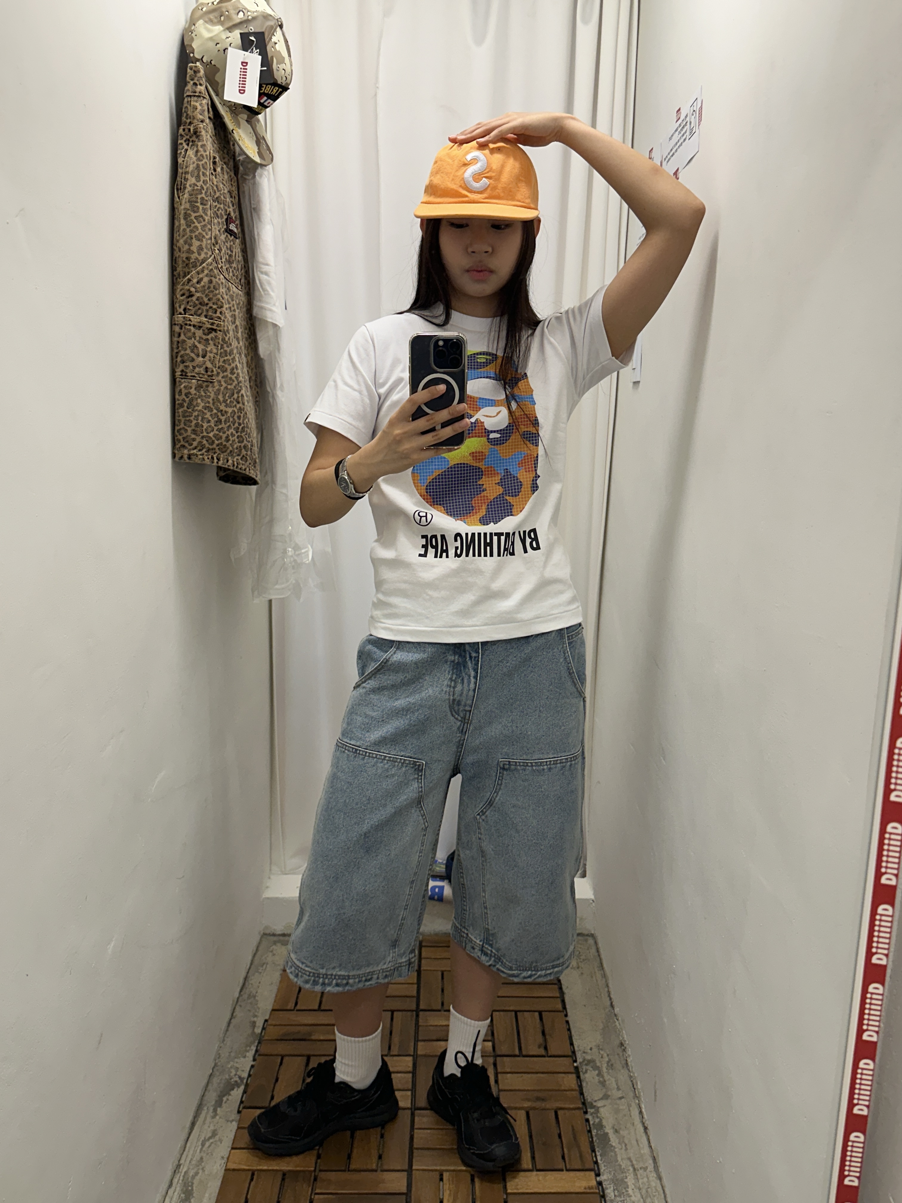 Supreme Pigment Canvas S Logo 6-Panel Orange - 23SS, Stussy Denim Work Shorts Leopard 착용 스타일 - 2