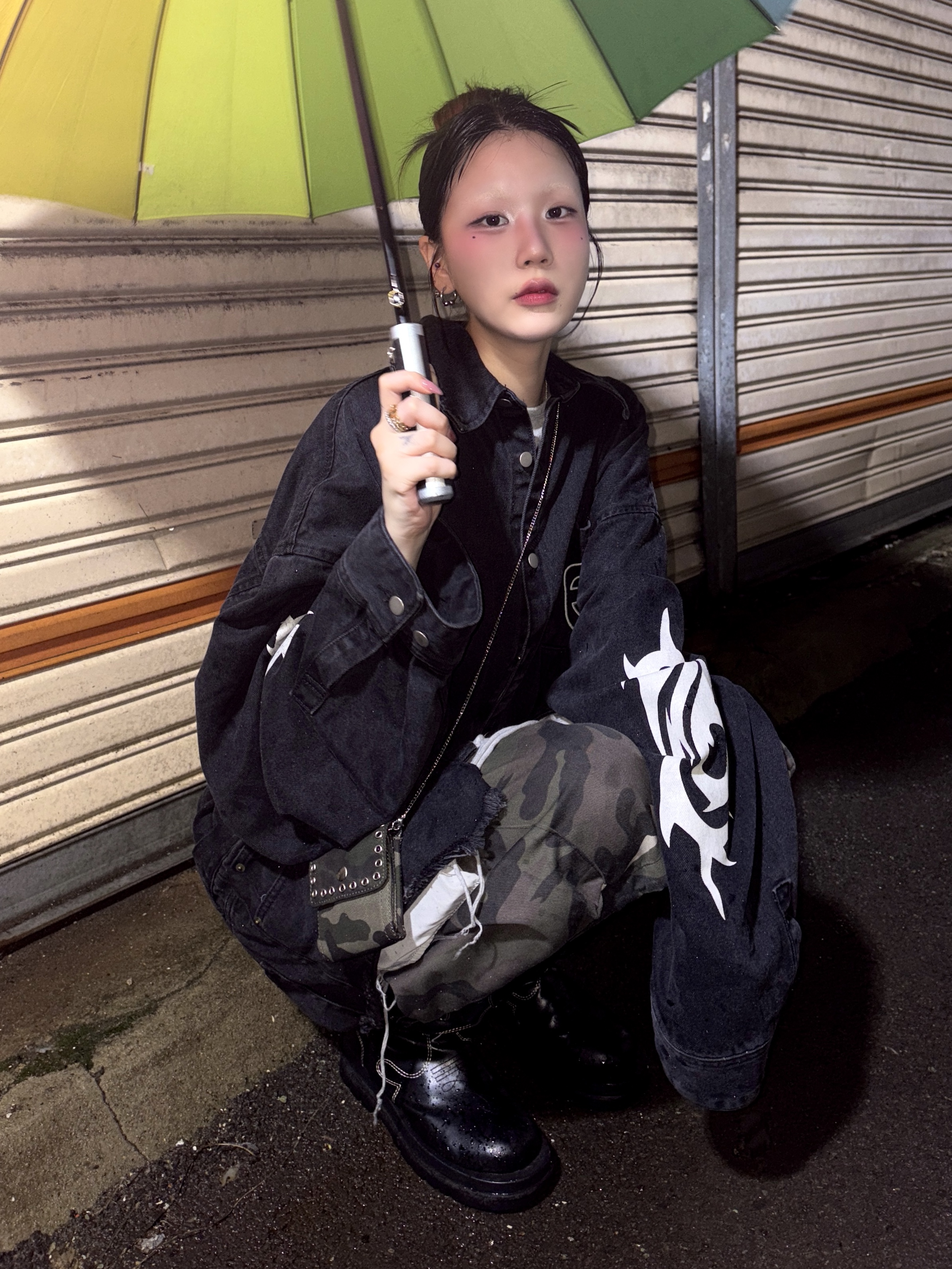 Project G/R Hybrid Denim Shirts Jacket Black 착용 스타일 - 2