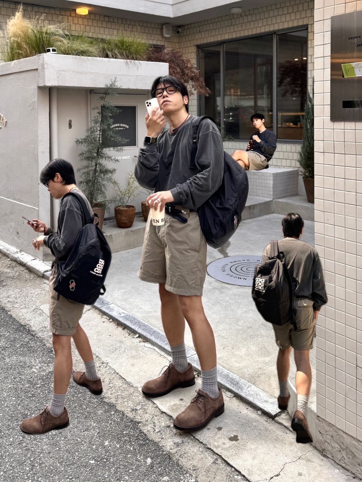 Gentle Monster x Maison Margiela MM113 Black Clear, CDG Backpack Black 착용 스타일
