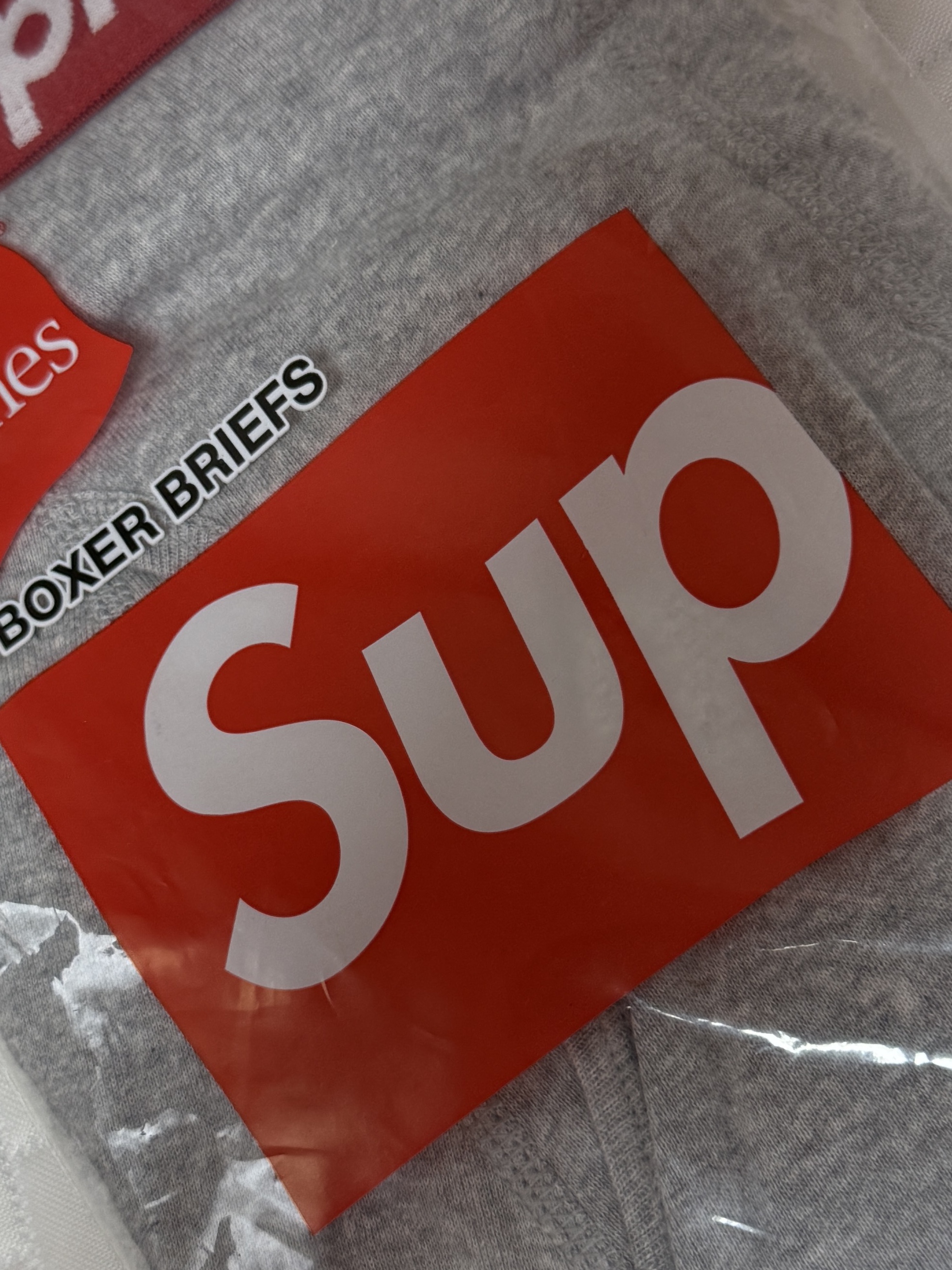 Supreme Hanes Boxer Briefs Heather Grey (2 Pack) 착용 스타일 - 3
