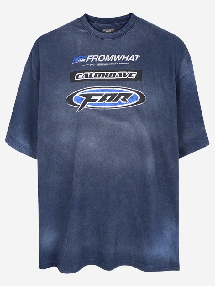 [더블적립]Farfromwhat Far Washed Logo T-Shirts Navy 착용 스타일 - 2