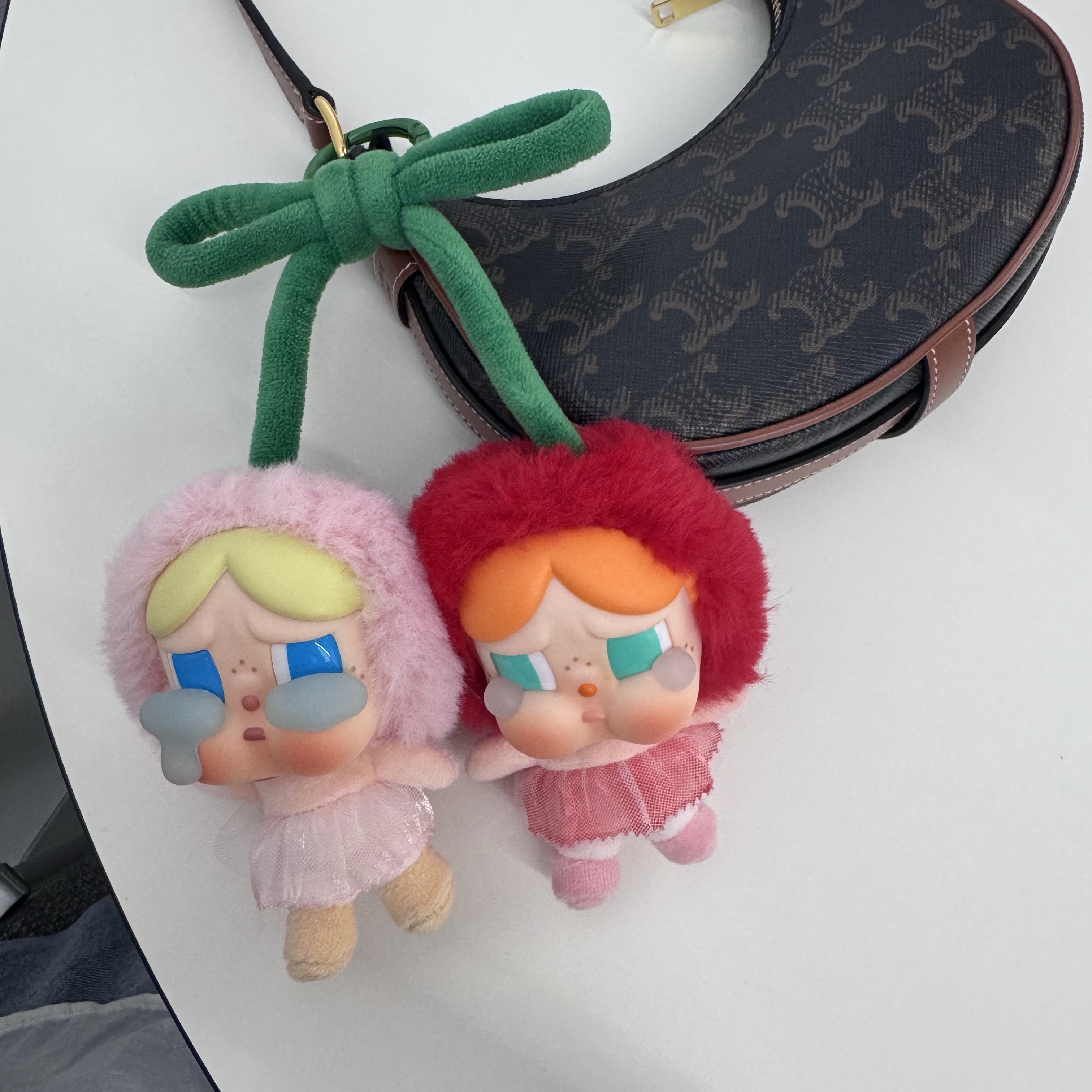 Pop Mart Crybaby Crying For Love Series Vinyl Plush, Celine Mini Ava in Triomphe Canvas and Calfskin Tan 착용 스타일