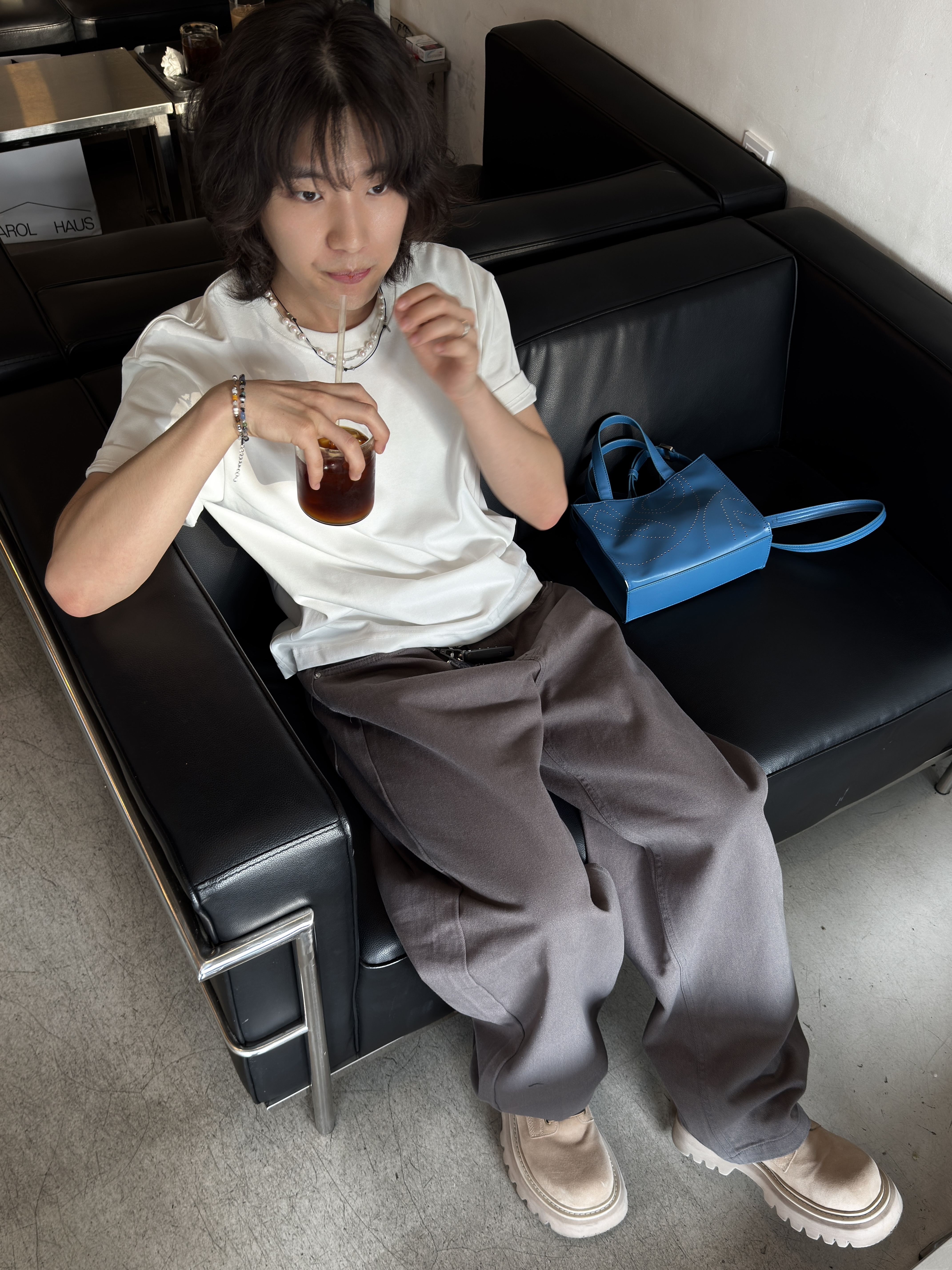 Human Made Animal Keyring Silver, Vacant Archive Blenheim Double Stud Belt Black 착용 스타일 - 6