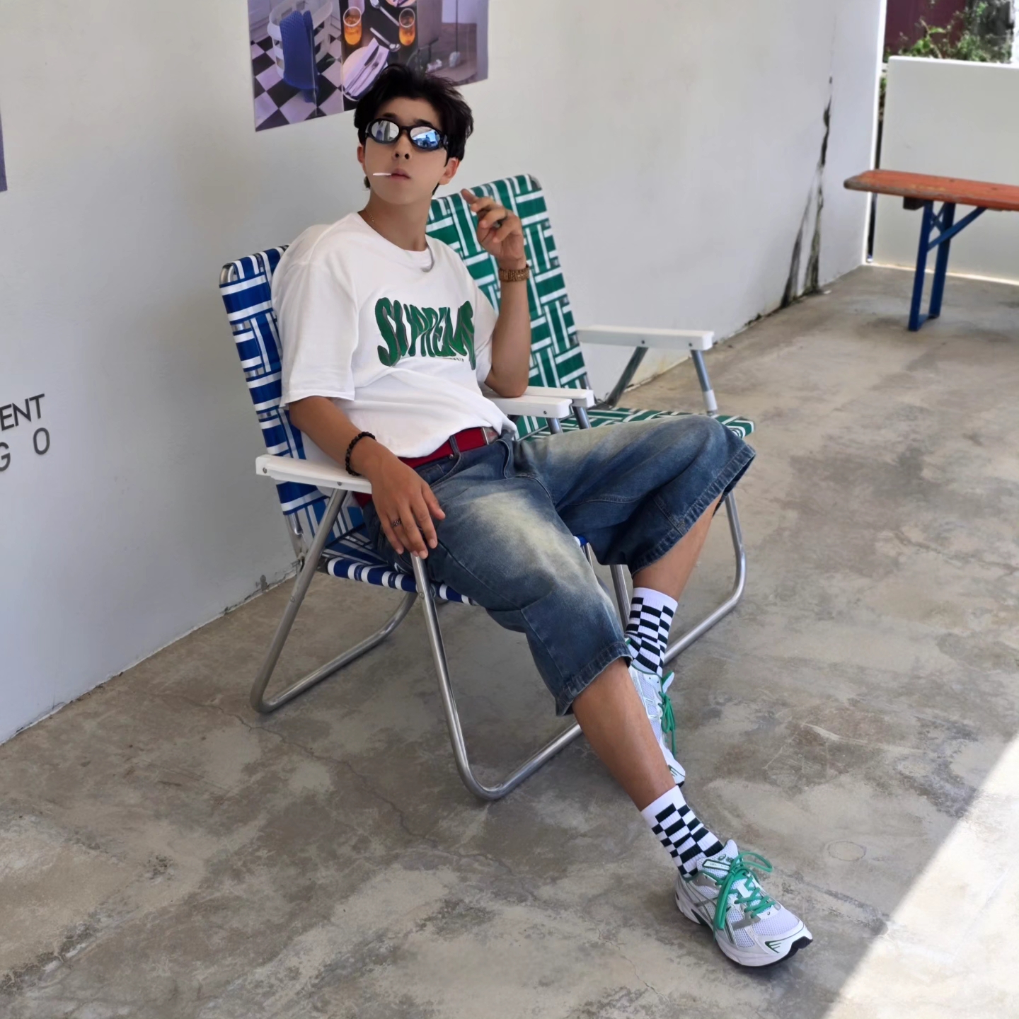 Supreme Flocked Washed S/S Top White - 25SS, Diesel Dx1446 Red Enamel Stainless Steel Chain Necklace Silver 착용 스타일 - 5