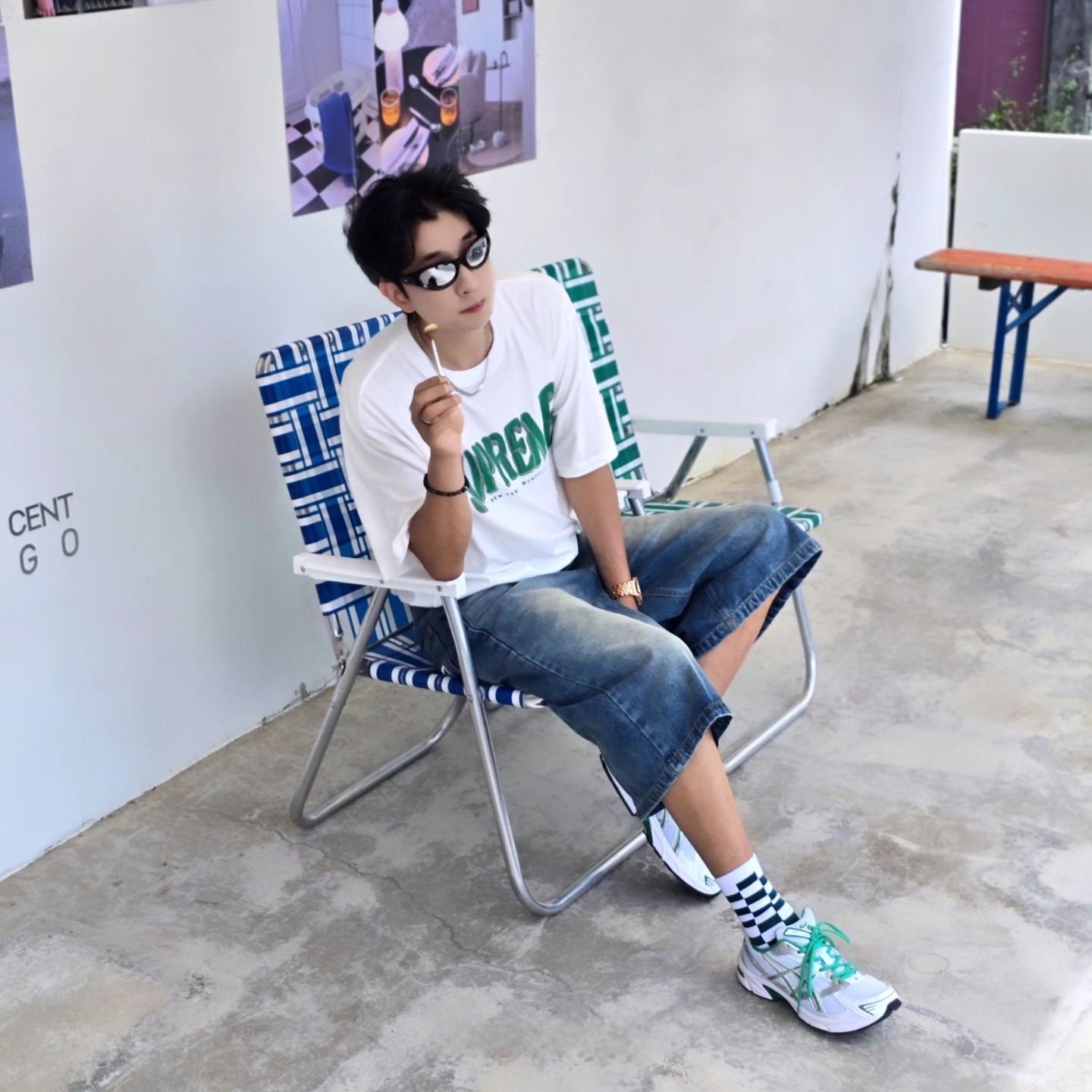 Supreme Flocked Washed S/S Top White - 25SS, Diesel Dx1446 Red Enamel Stainless Steel Chain Necklace Silver 착용 스타일 - 3