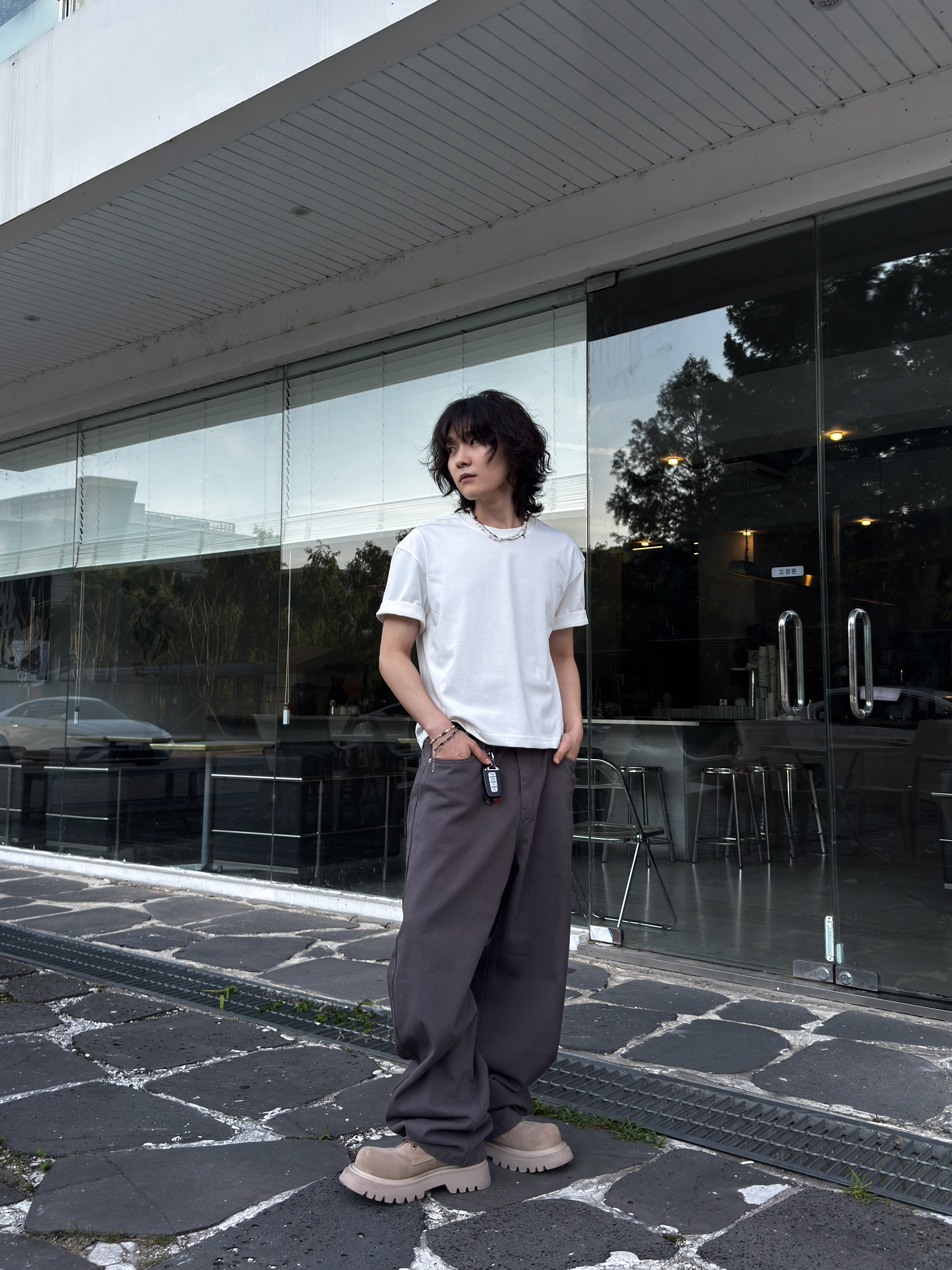 Human Made Animal Keyring Silver, Vacant Archive Blenheim Double Stud Belt Black 착용 스타일 - 5