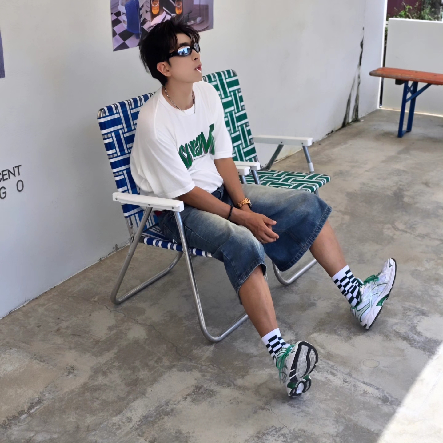 Supreme Flocked Washed S/S Top White - 25SS, Diesel Dx1446 Red Enamel Stainless Steel Chain Necklace Silver 착용 스타일 - 4