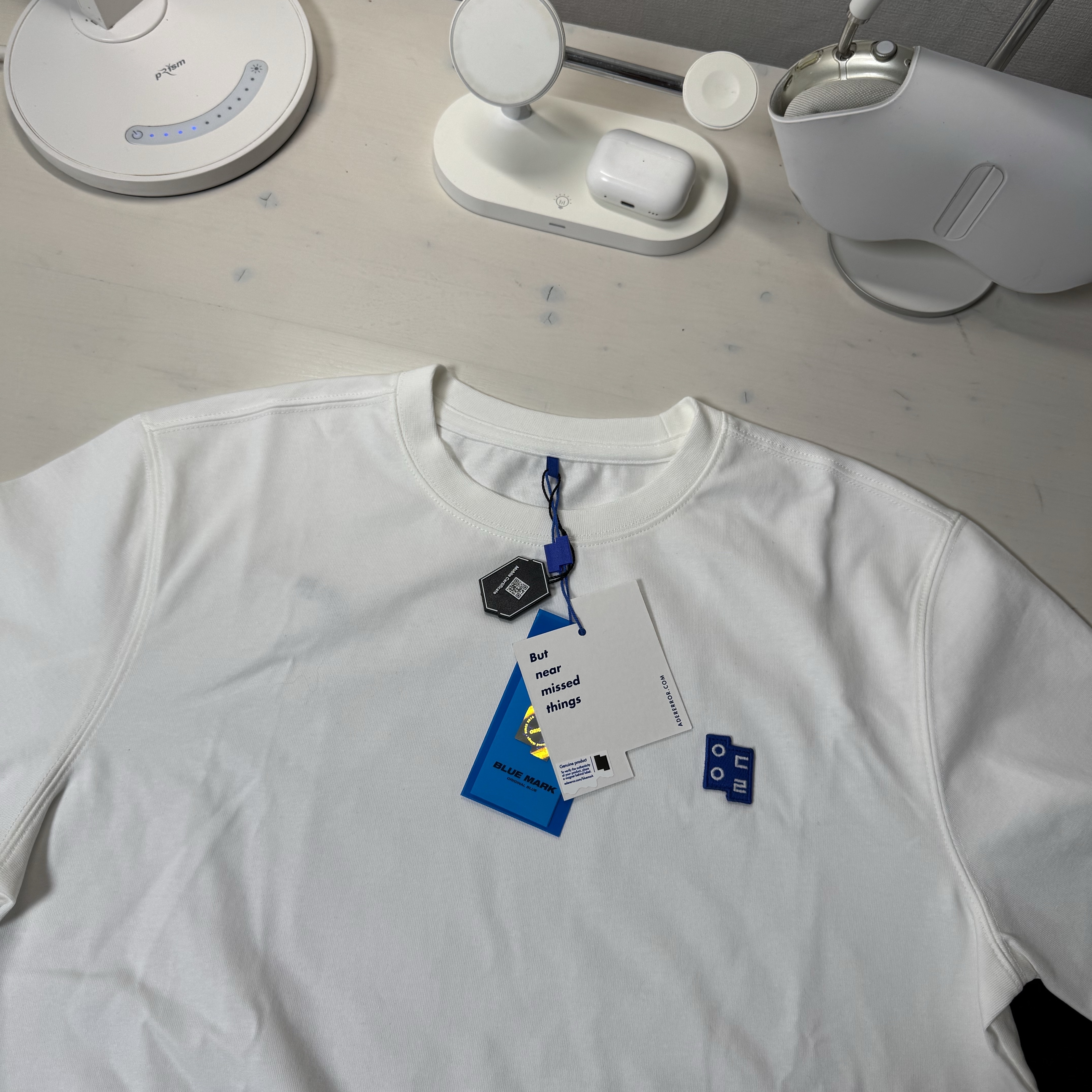 Ader Error Sig; TRS Tag T-Shirt 05 Off White 착용 스타일