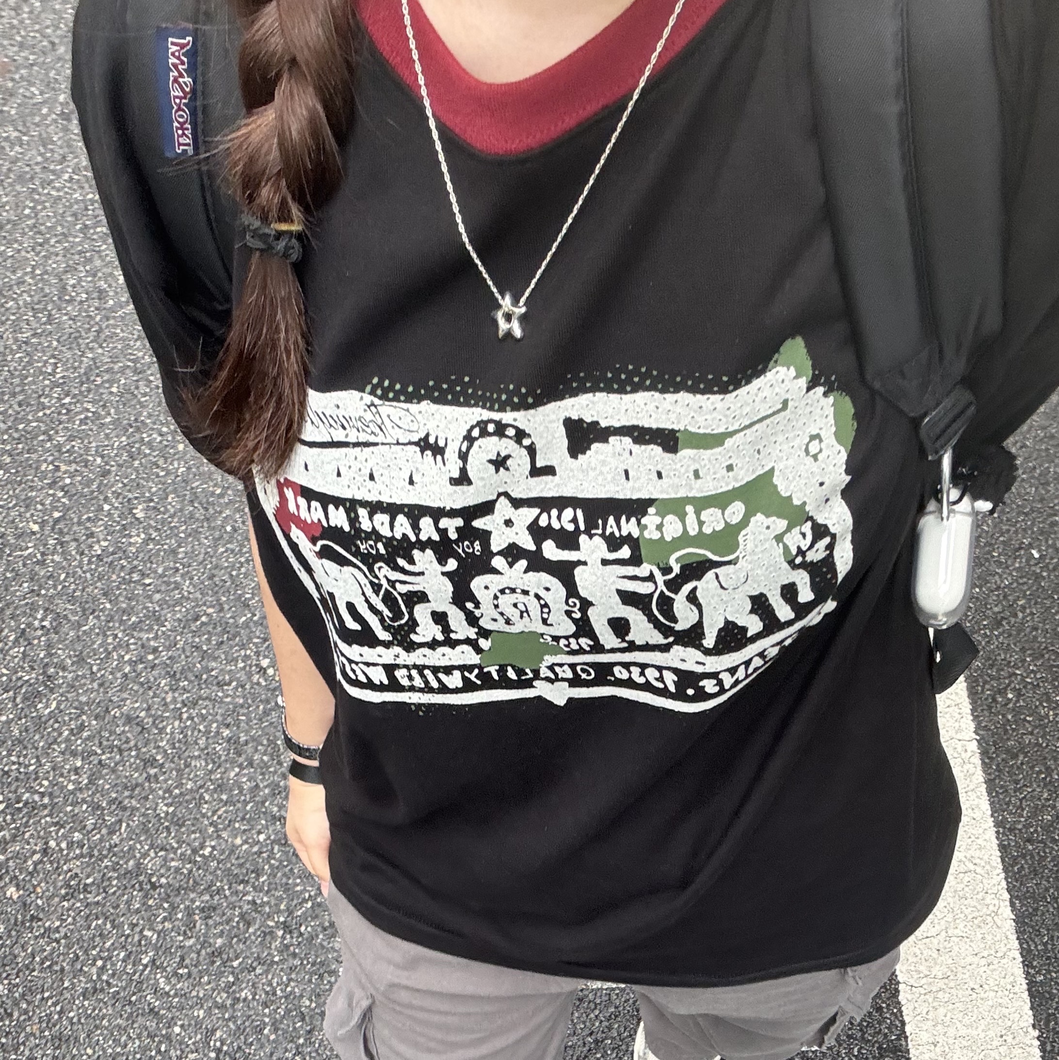 [KREAM 단독] Thevinylhouse Cowboy Pictogram Ringer Tee Black 착용 스타일