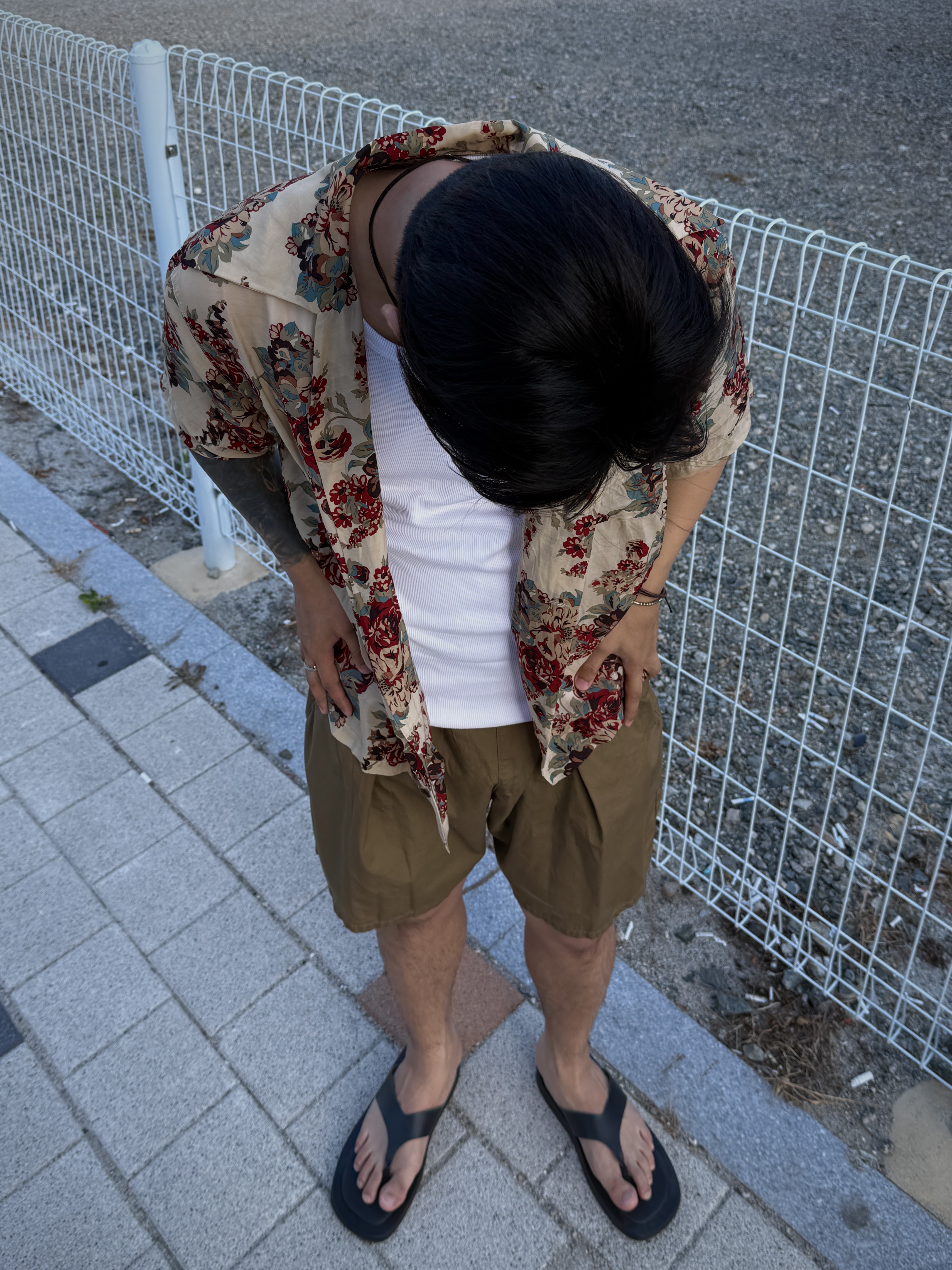 Kapital Silk Rayon Champagne Maria Pattern Wrangle Collar Aloha Shirt Kinari 착용 스타일 - 1