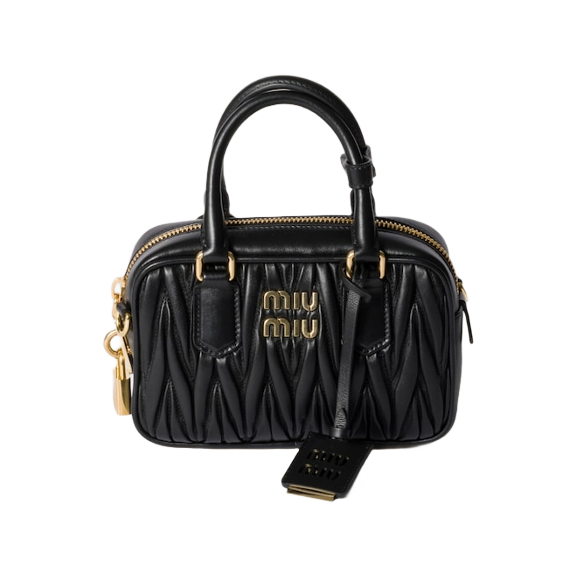 5BB123-AN88-F0002 Miu Miu Arcady Materasse Napa Leather Bag Black