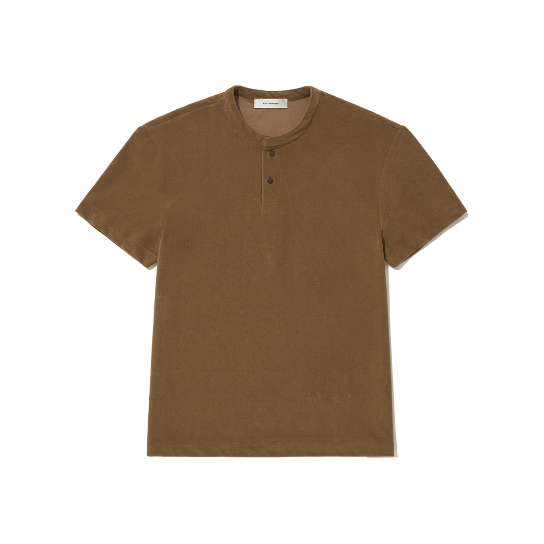 바이랑 헨리 마이크로 파일 티셔츠 - 브라운(BY RANG Henley Micro Pile T-Shirts - Brown)