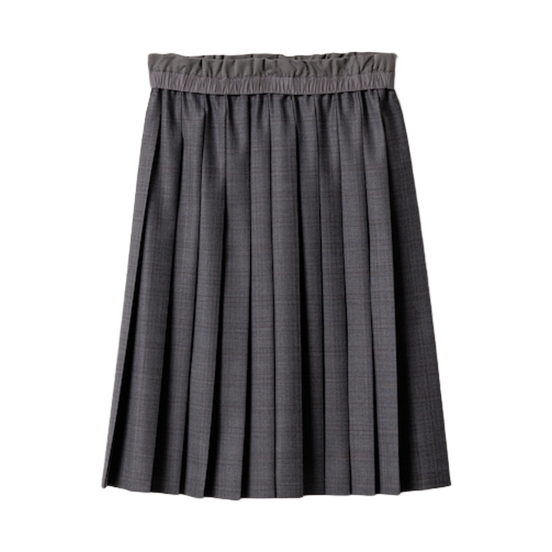 MG2467-175Y-F0480 (W) Miu Miu Prince of Wales Pleated Skirt Slate Gray