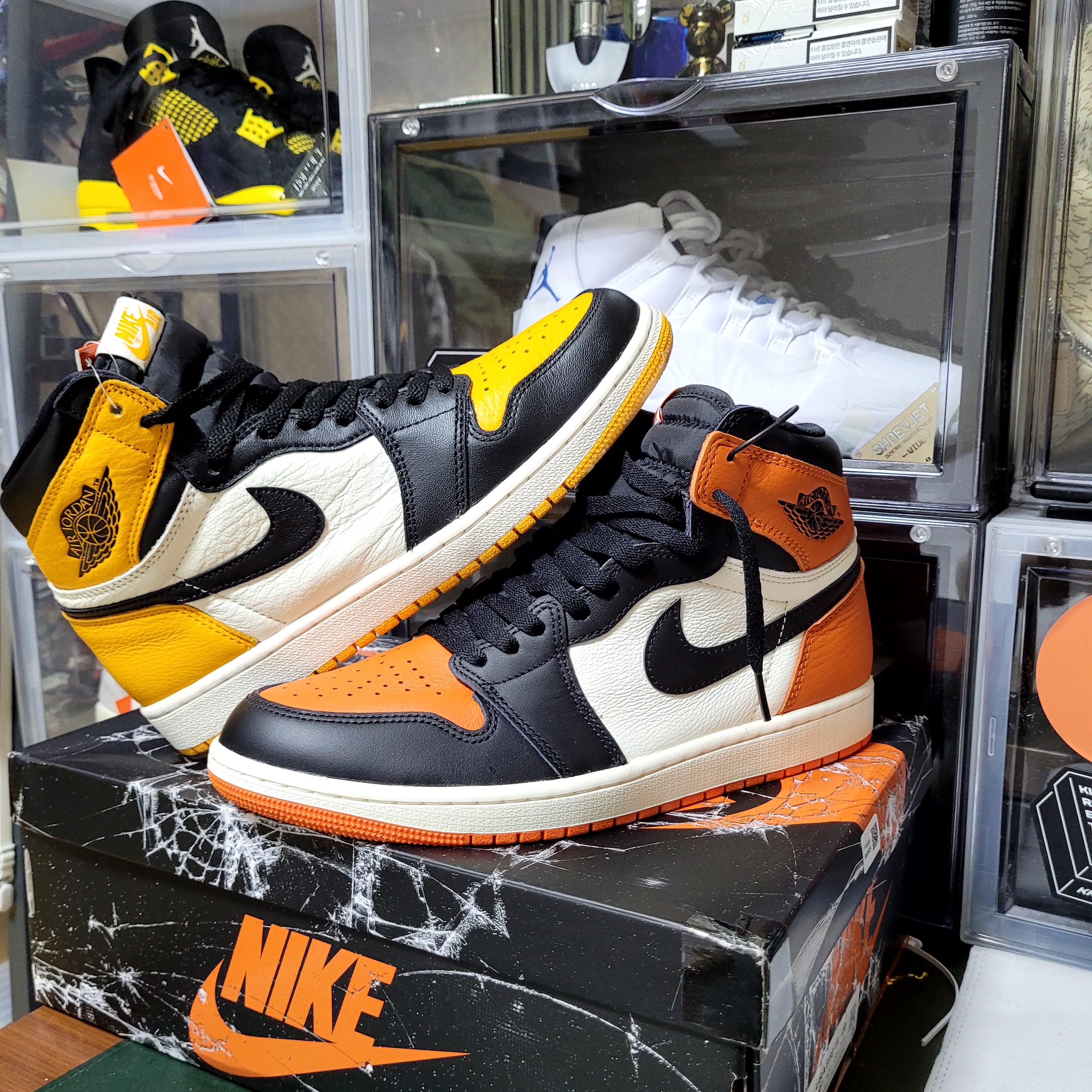 Jordan 1 Retro High OG Shattered Backboard, Jordan 1 Retro High OG Taxi 착용 스타일
