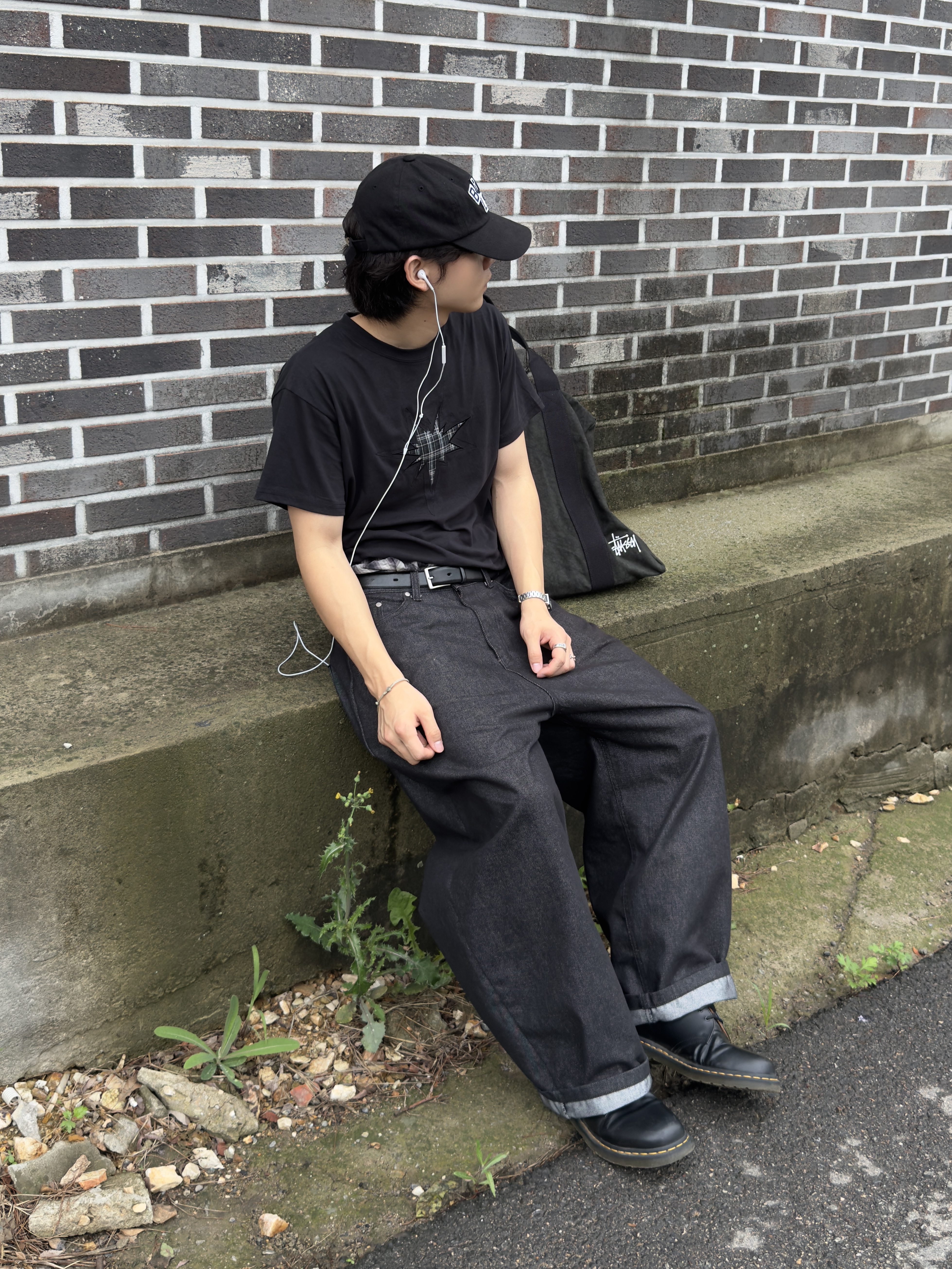 Stussy Boxer Shorts Multi (3 Pack), Stussy Canvas Flight Bag Washed Black 착용 스타일 - 2