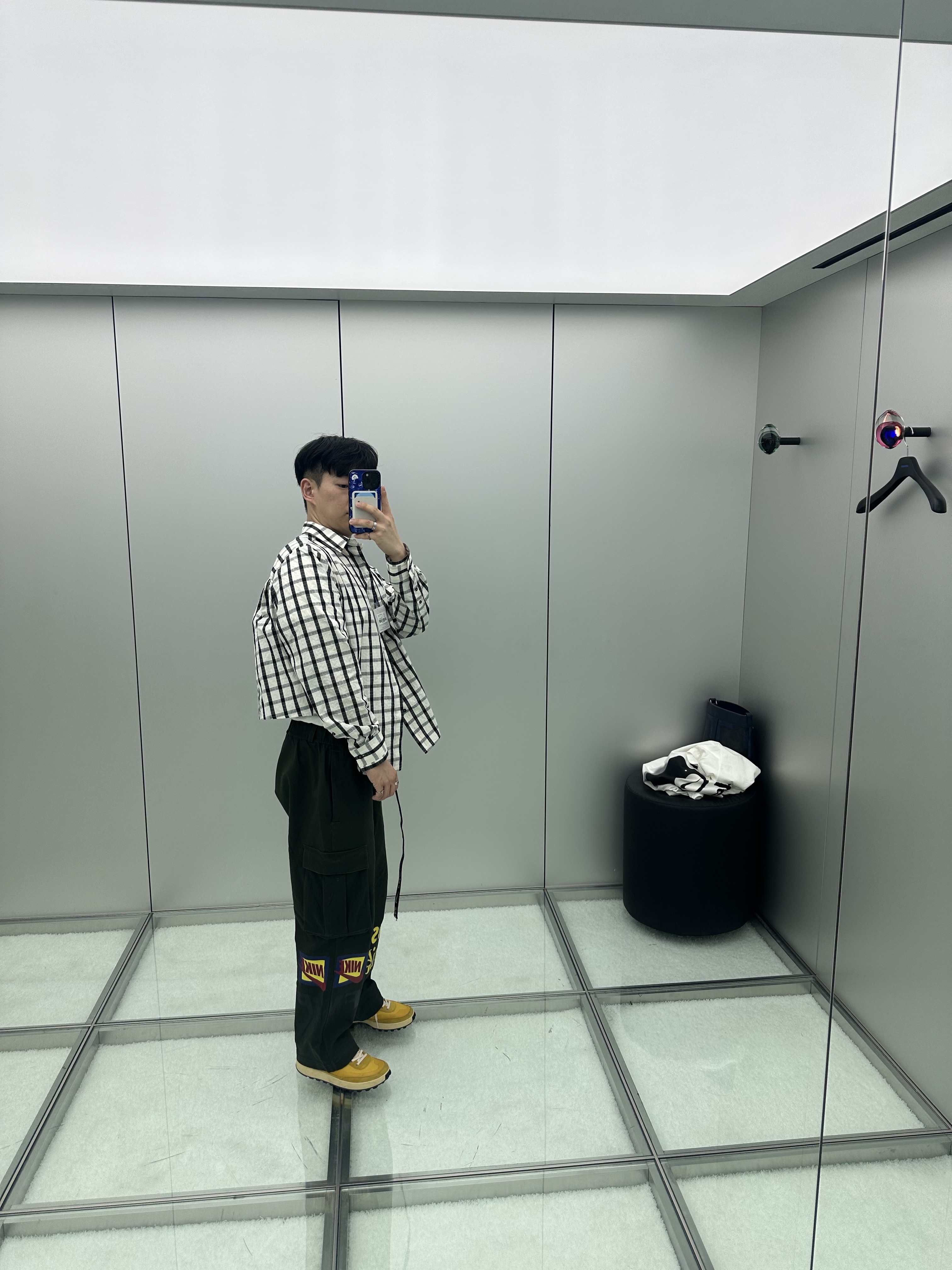 Ader Error Shirt Product 54 Ivory 착용 스타일