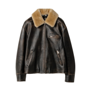 (W) Miu Miu Napa Leather Jacket Black