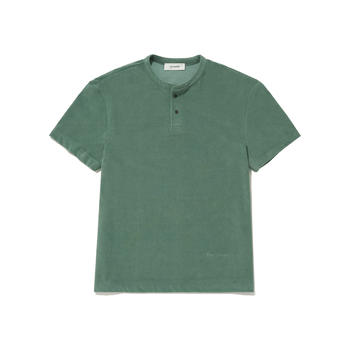 바이랑 헨리 마이크로 파일 티셔츠 - 그린(BY RANG Henley Micro Pile T-Shirts - Green)
