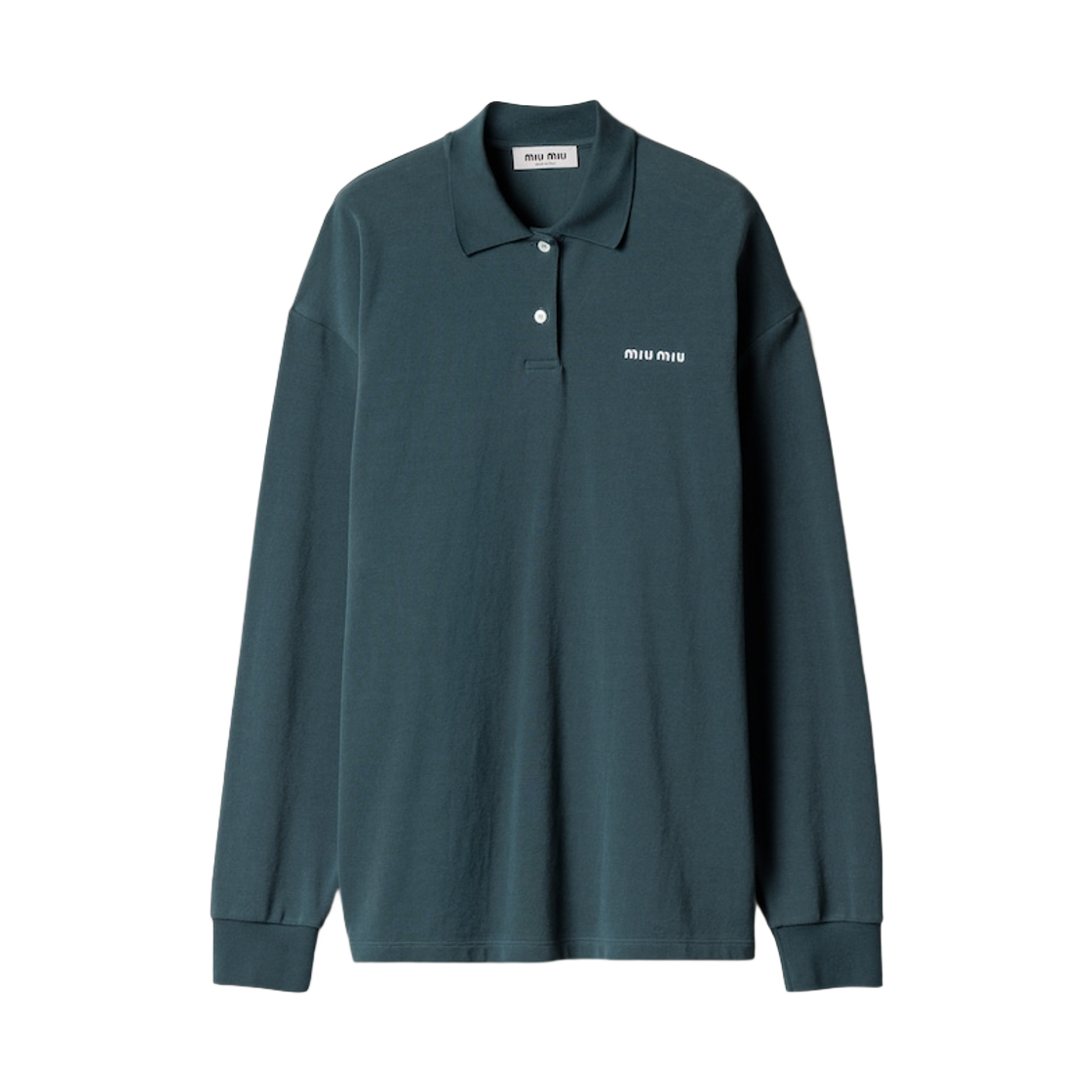 MJL019-14RW-F0089 (W) Miu Miu Cotton Pique Polo Shirt Green