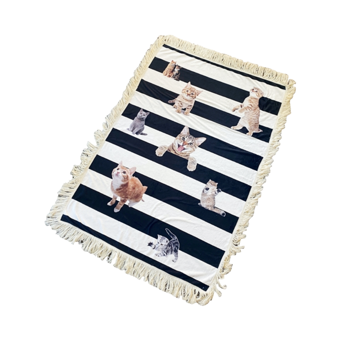 유라이크왓 러브 스트라이프 블랭킷 블랙([3% 포인트 적립] you like what Love Cat Stripe Blanket Black)